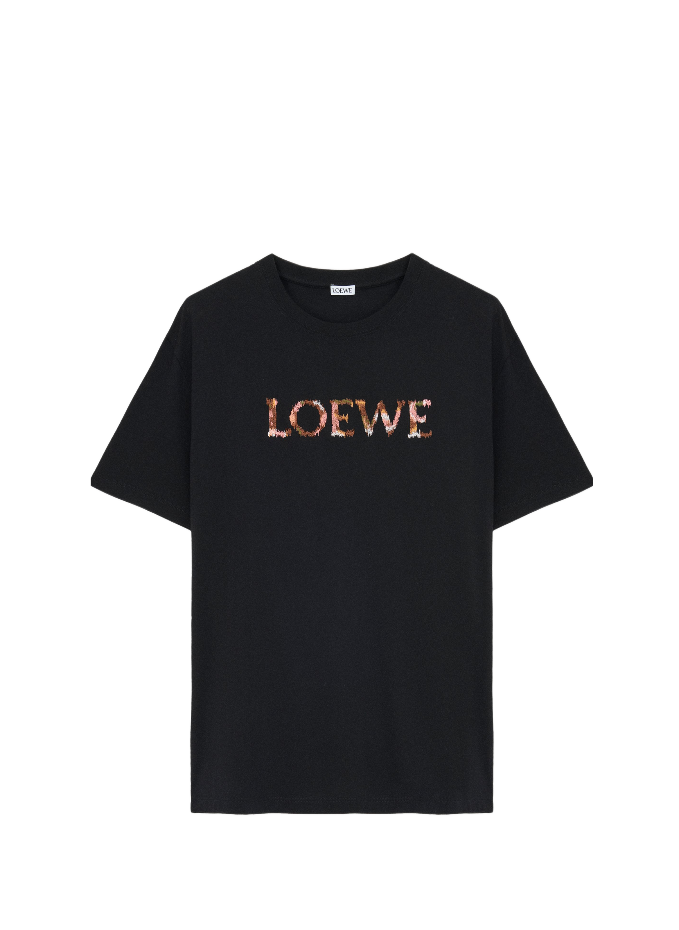 Straight embroidered t-shirt in blended cotton LOEWE Black