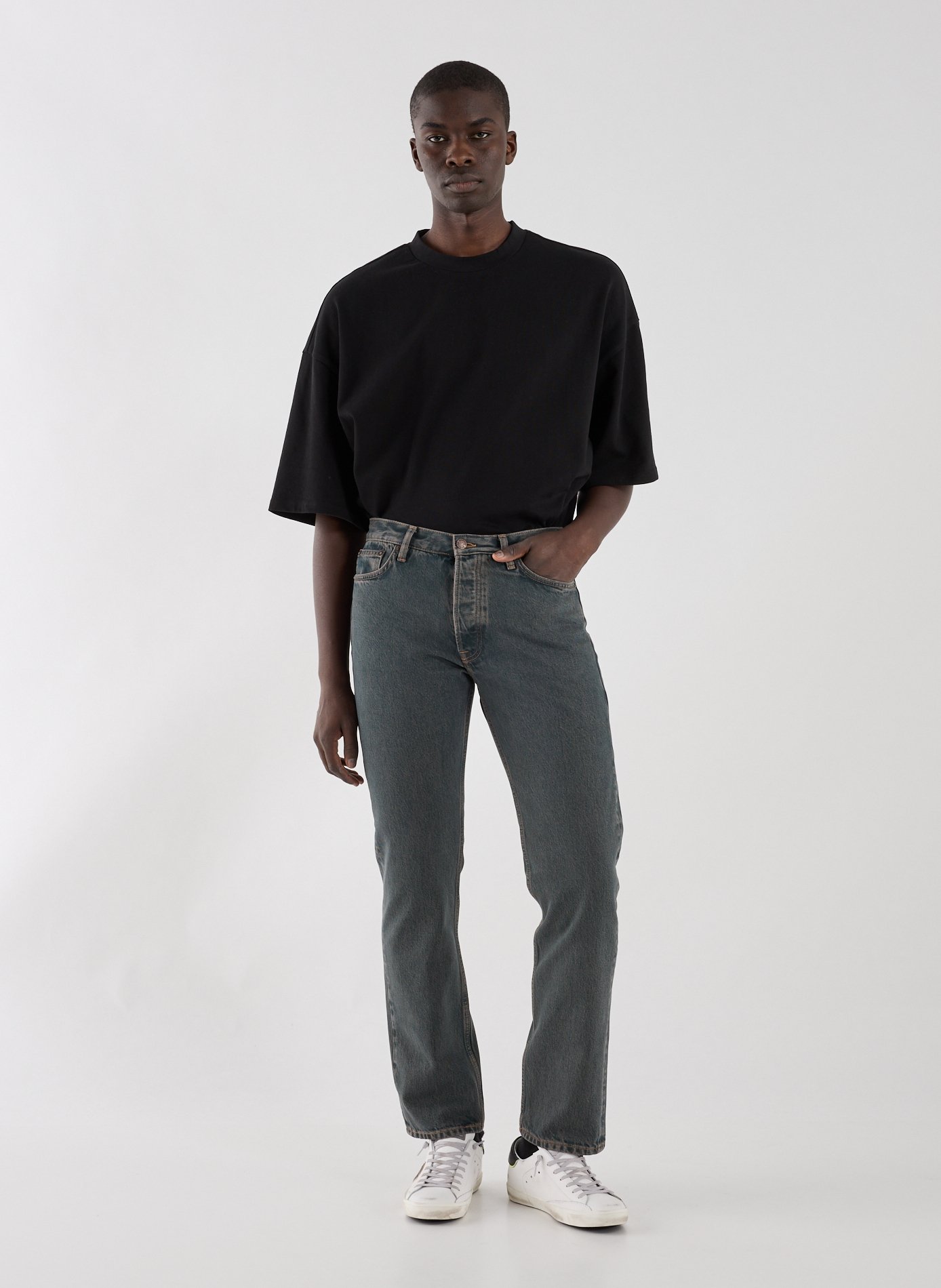 Jean droit en coton SAMSOE SAMSOE Bleu