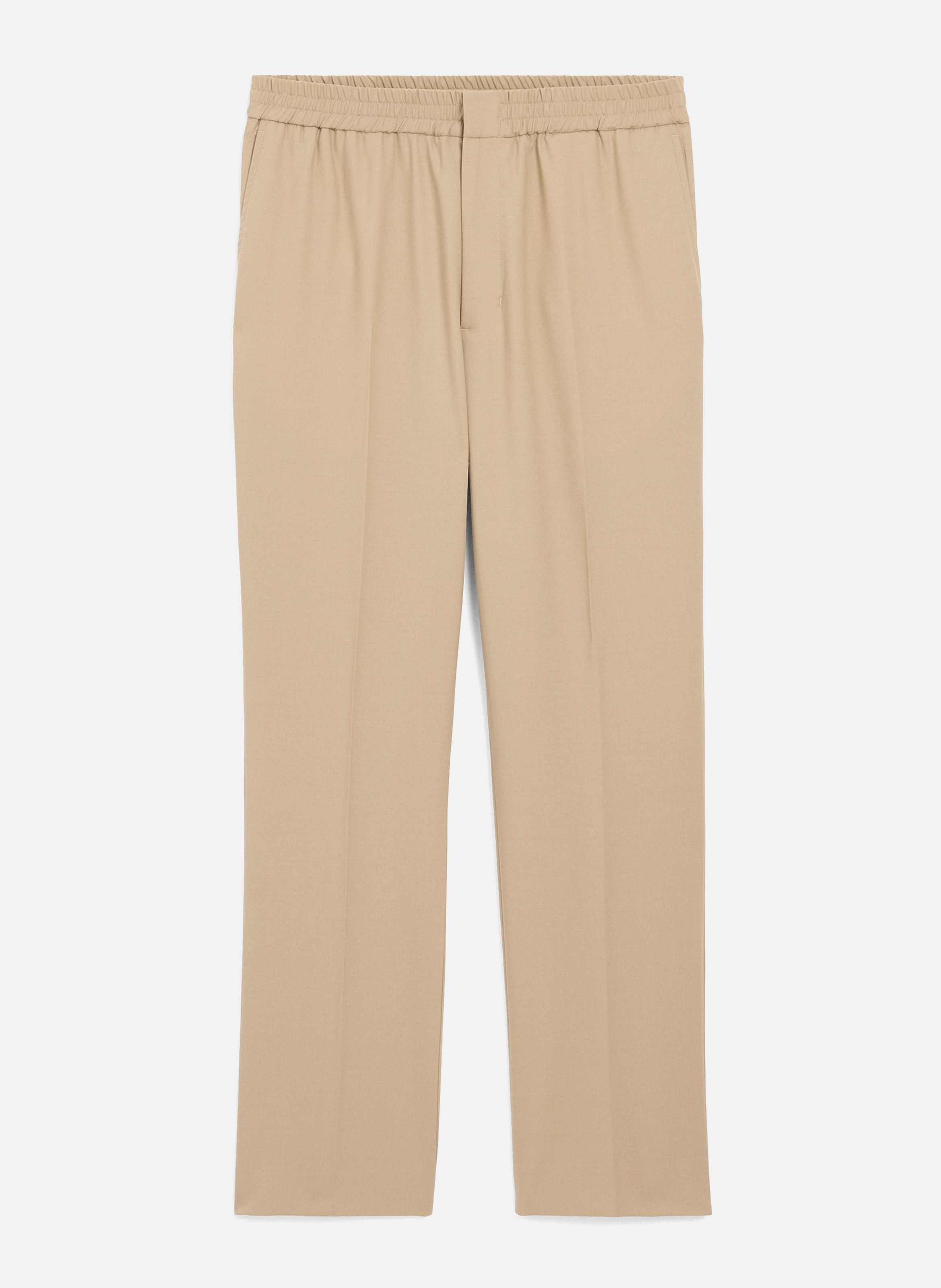 Pantalon taille elastiquée en laine AMI PARIS Beige