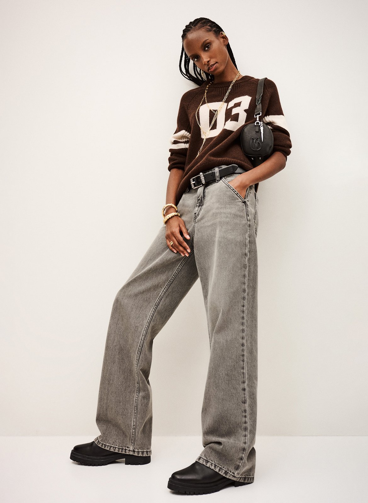 Jean large délavé vecchi BA&SH Gris