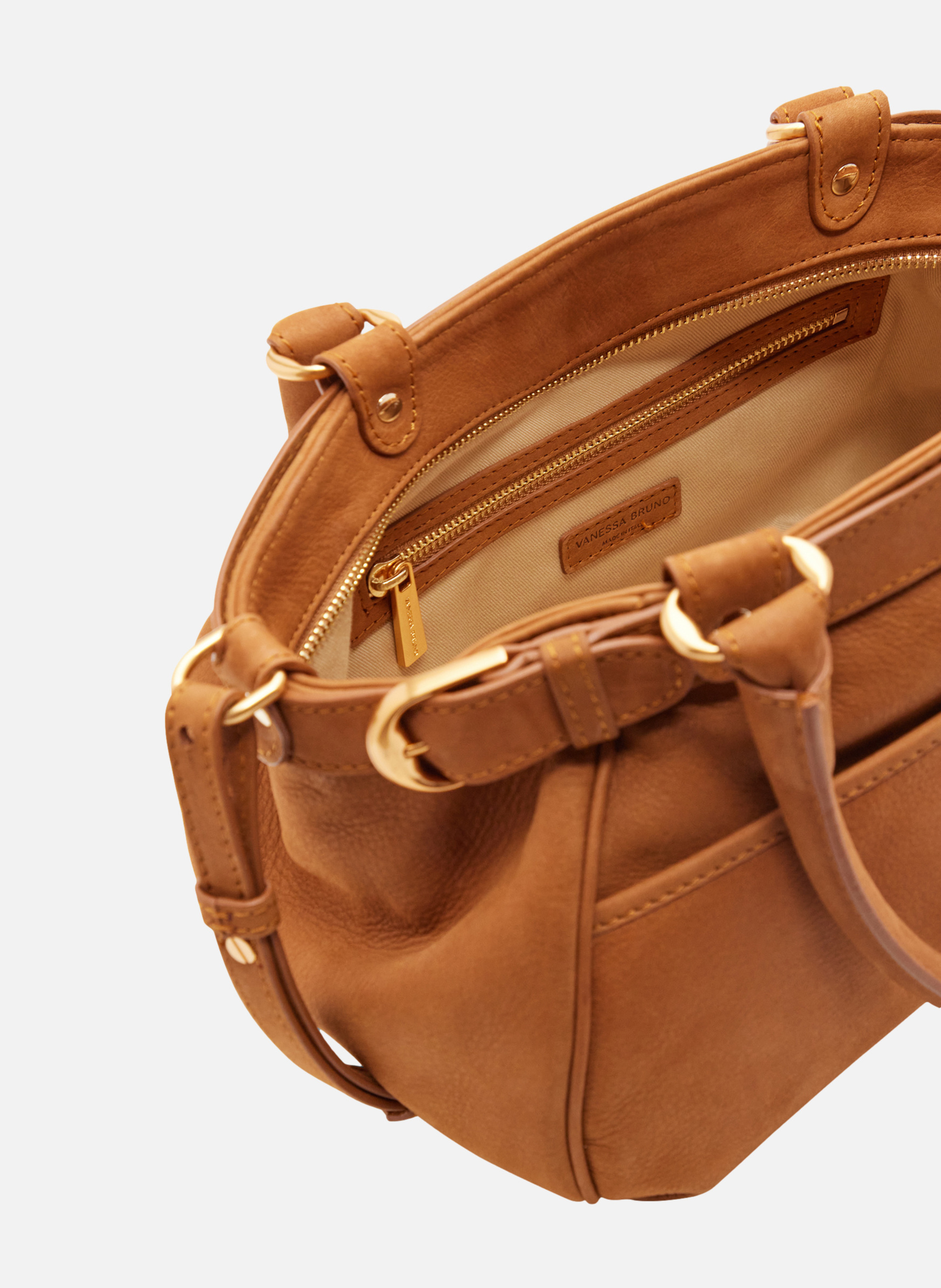 Petit sac lune en cuir VANESSA BRUNO Marron