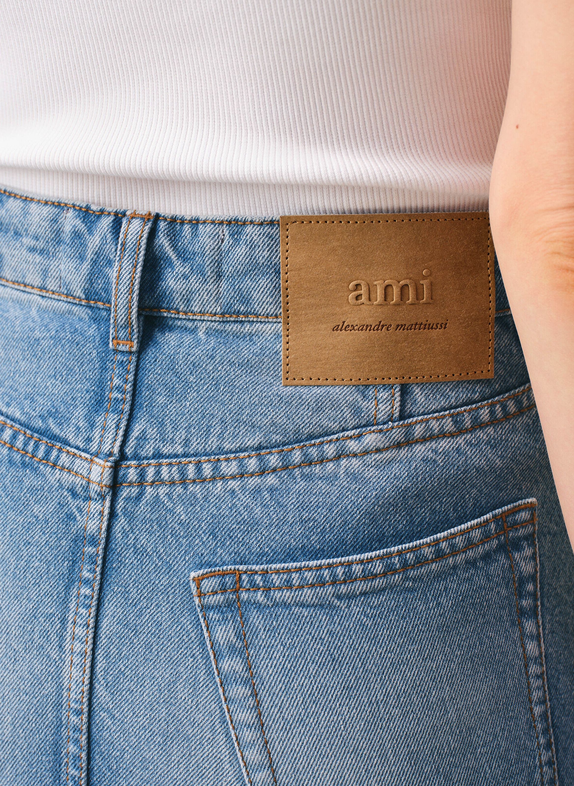 Mini jupe en coton AMI PARIS Bleu