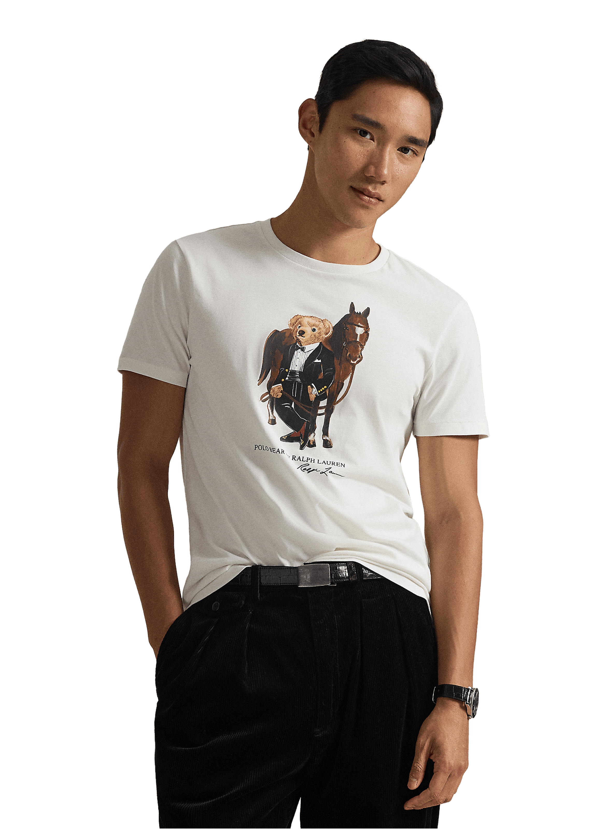 T-shirt col rond sérigraphié en coton POLO RALPH LAUREN Blanc