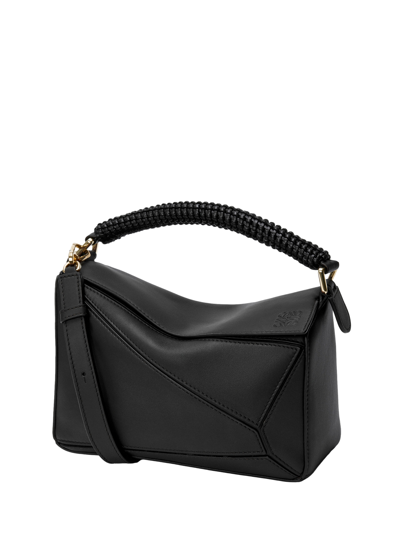 Petit sac Puzzle en cuir de veau lisse et agneau nappa LOEWE Noir