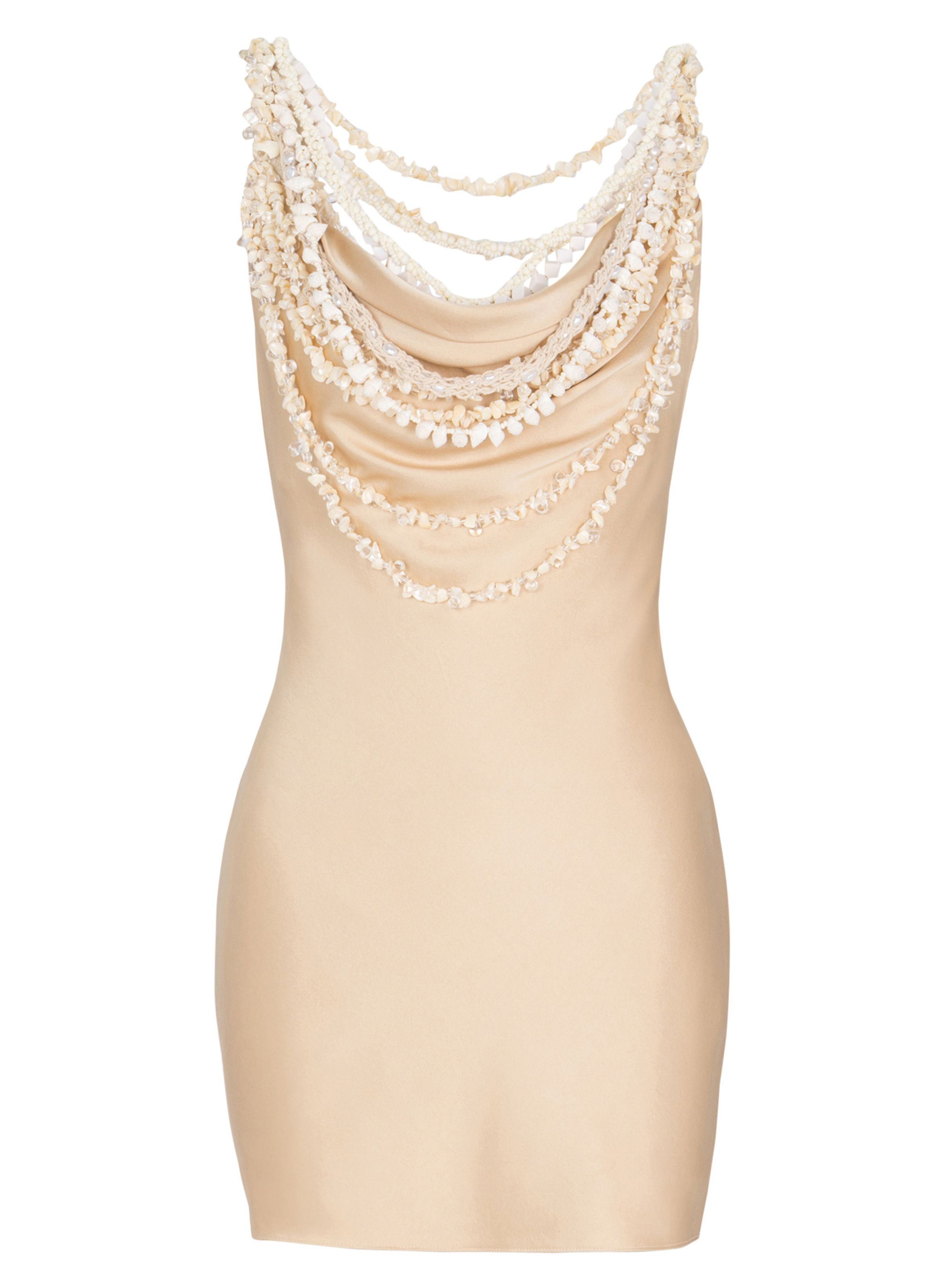Robe coquillages en soie BALMAIN Beige
