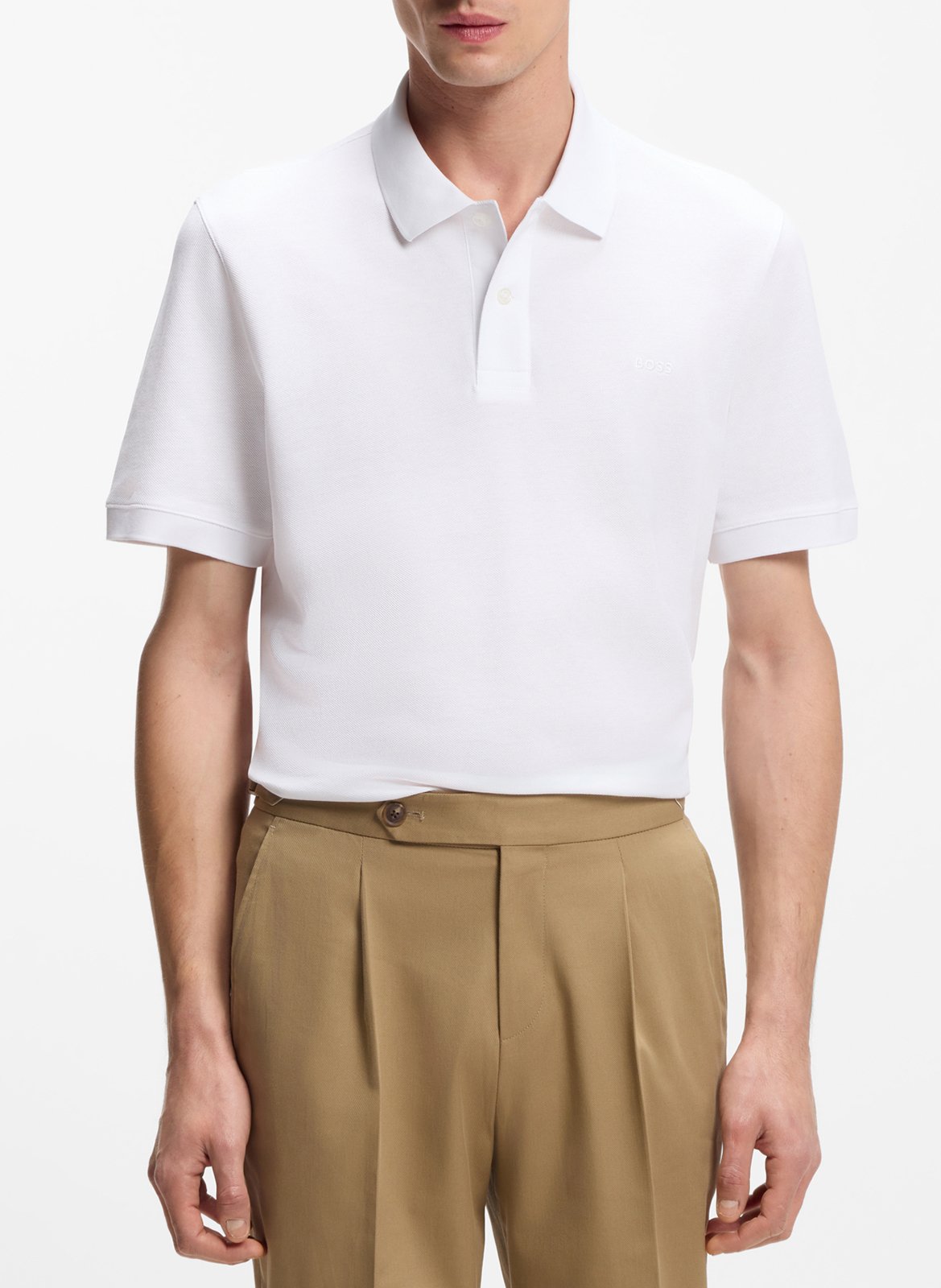 Polo manches courtes droit uni BOSS Blanc