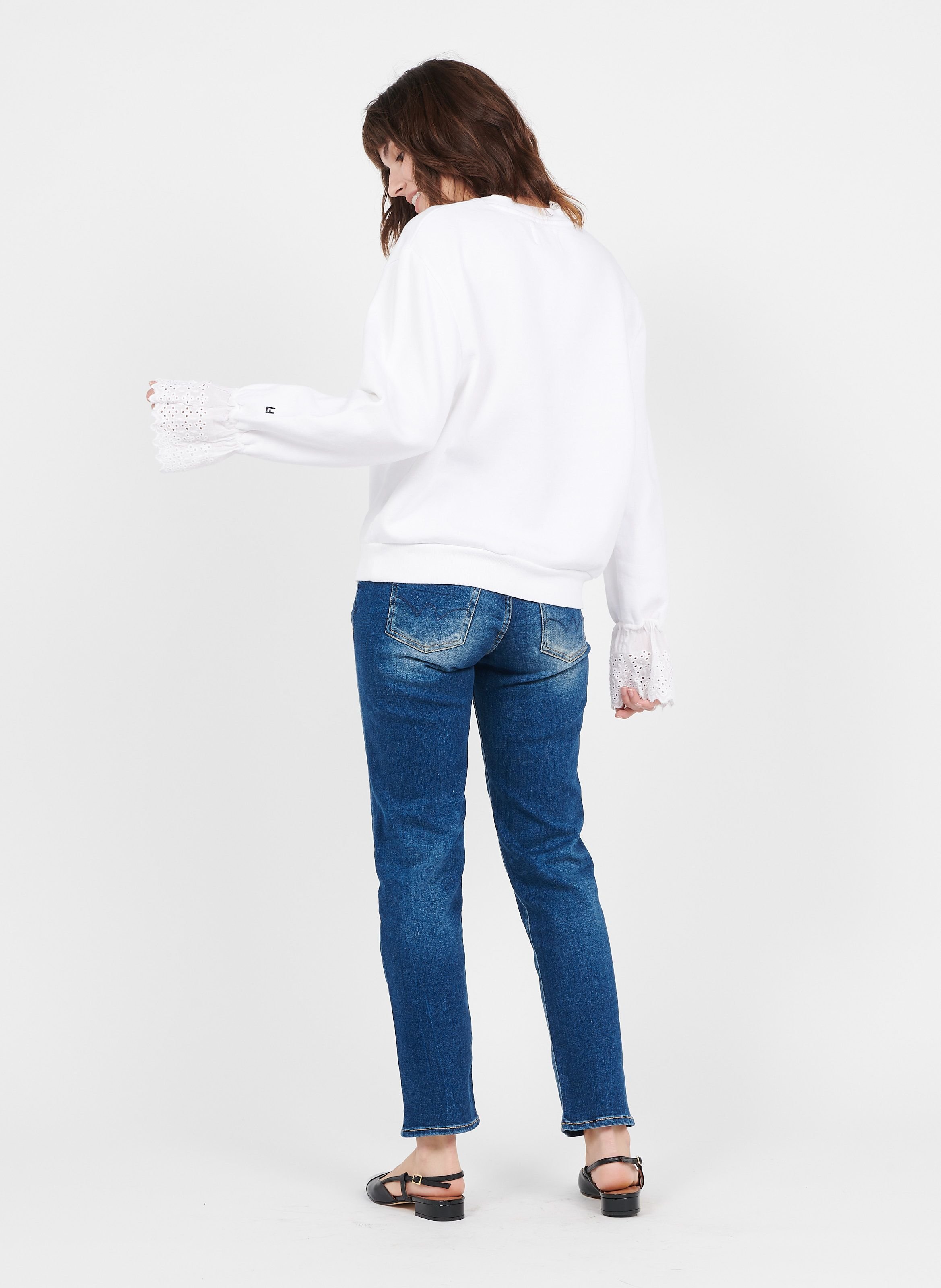 Ballerines ouvertes en cuir vernis Dhapou JONAK Noir