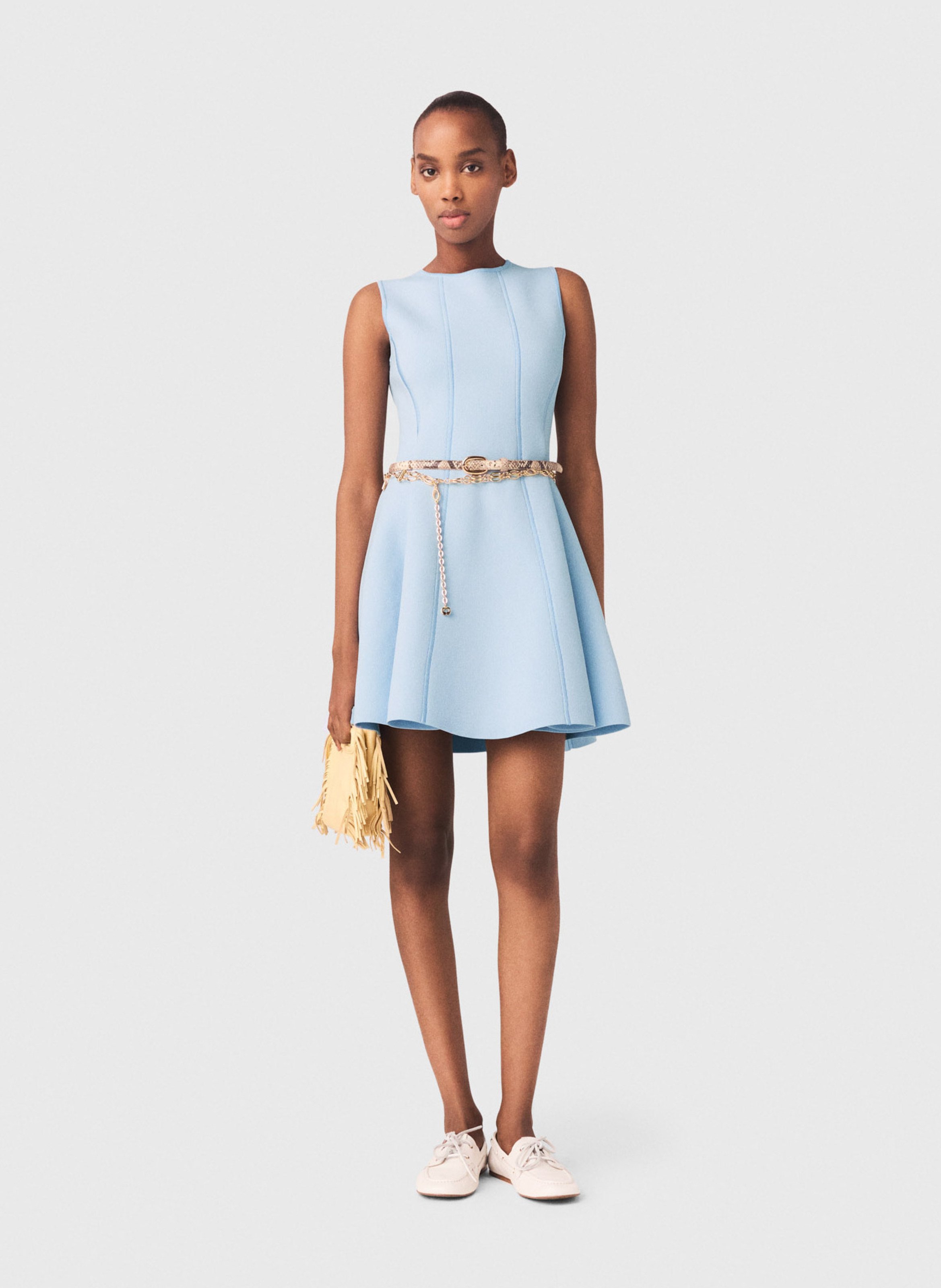 Robe courte col rond MAJE Bleu