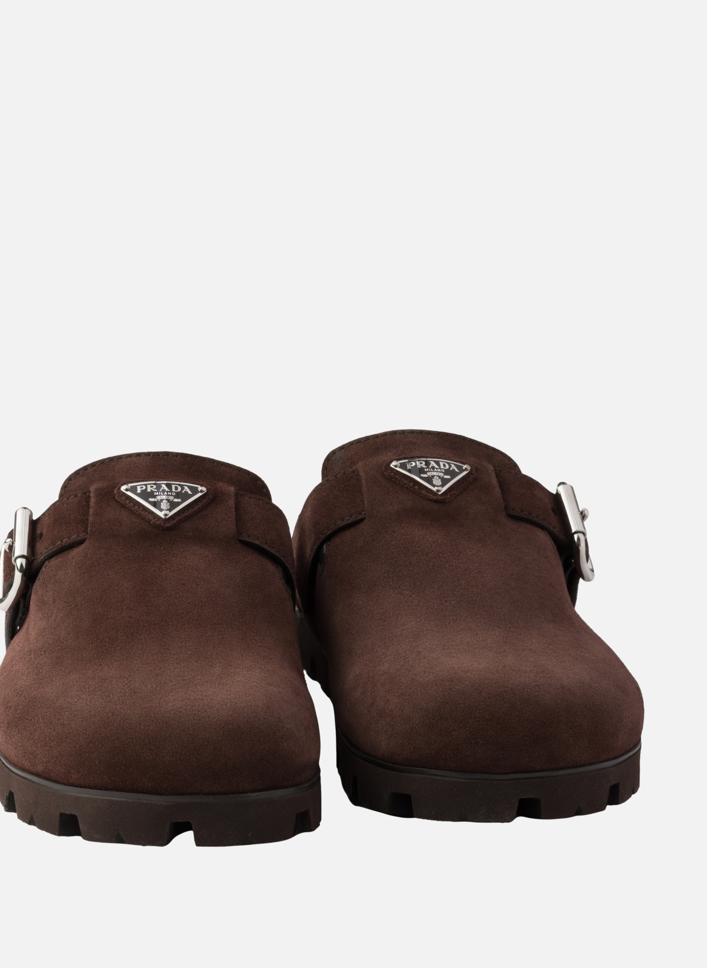 Mules en veau velours PRADA Marron