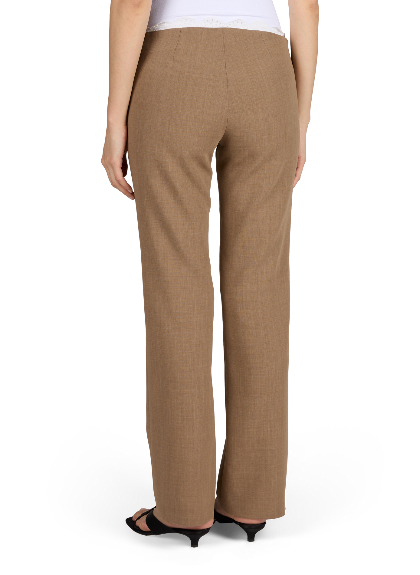 Straight trousers with lace trim in blended wool MAGDA BUTRYM Beige