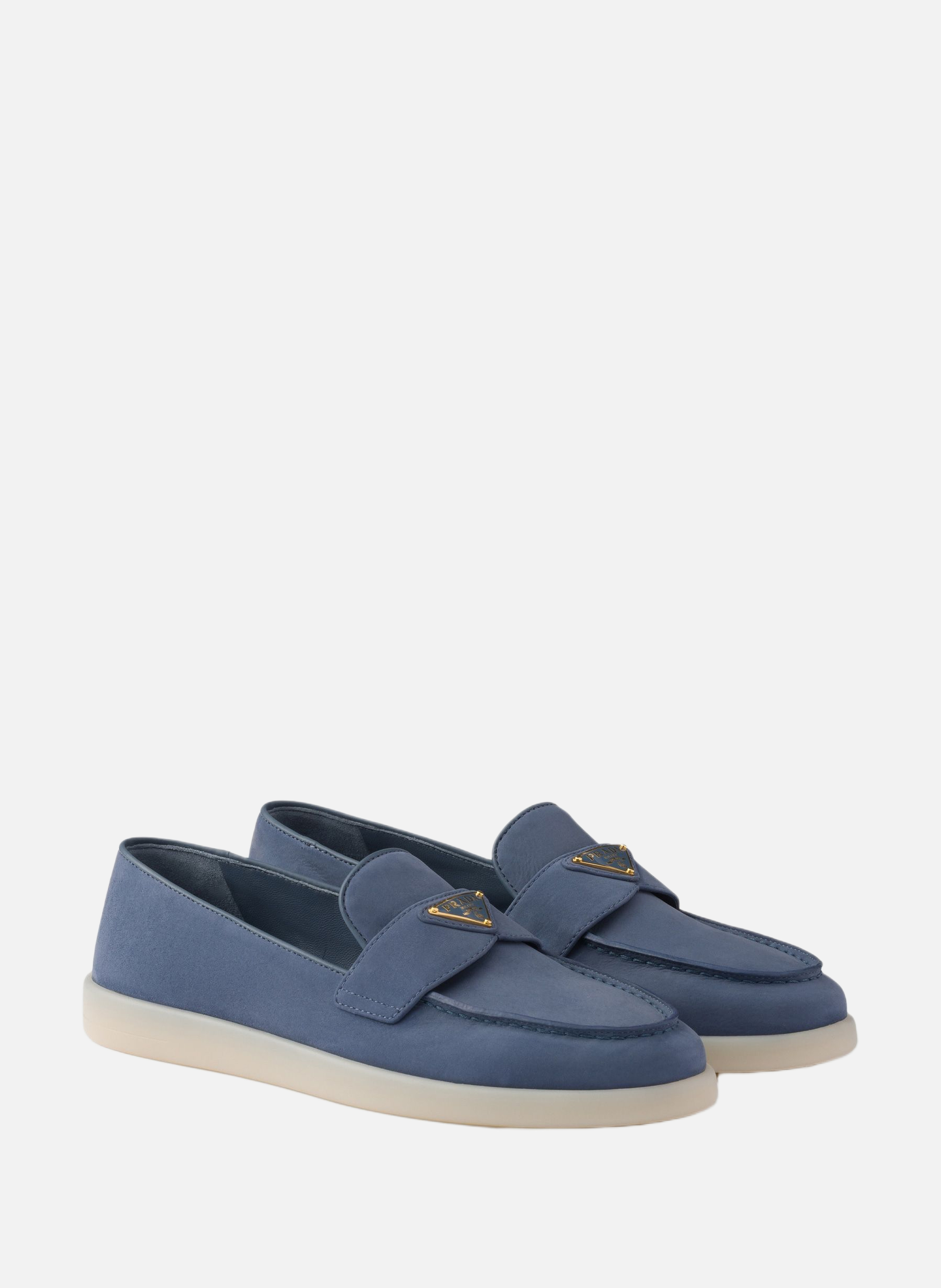 Mocassins en nubuck PRADA Bleu