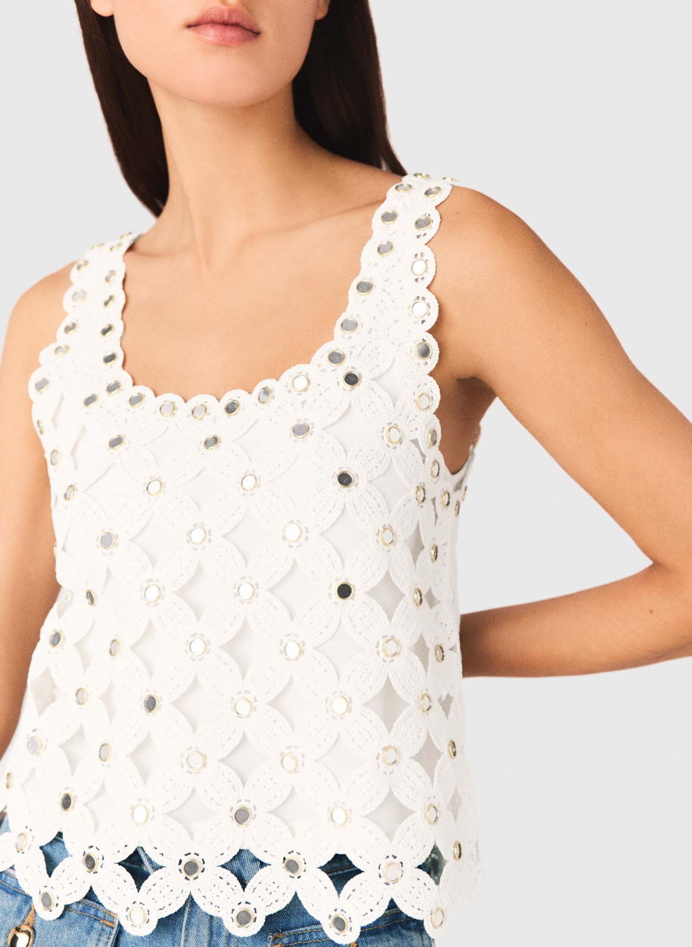 Top droit en crochet MAJE Blanc