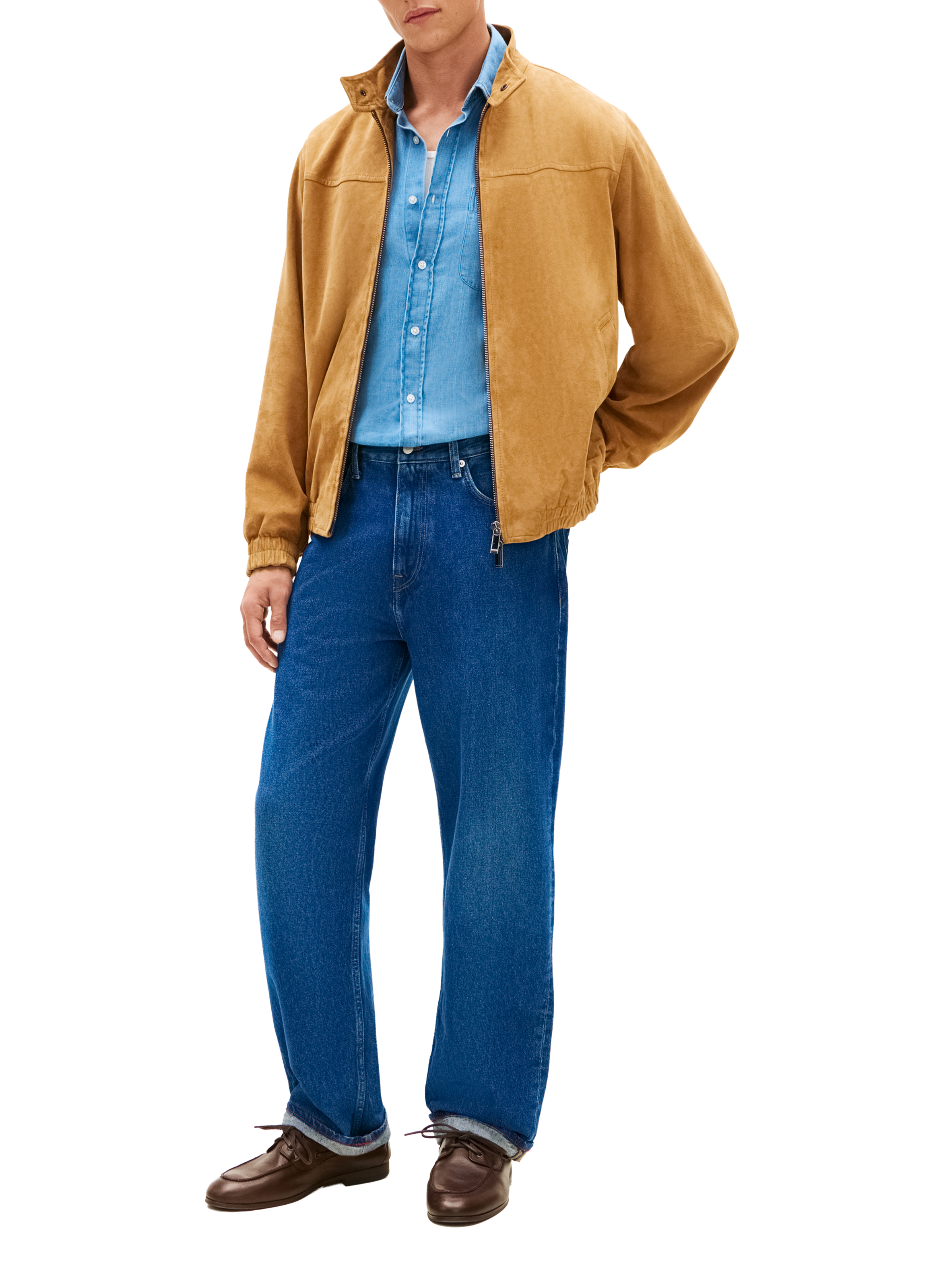 Goat leather high-neck jacket TOMMY HILFIGER Brown