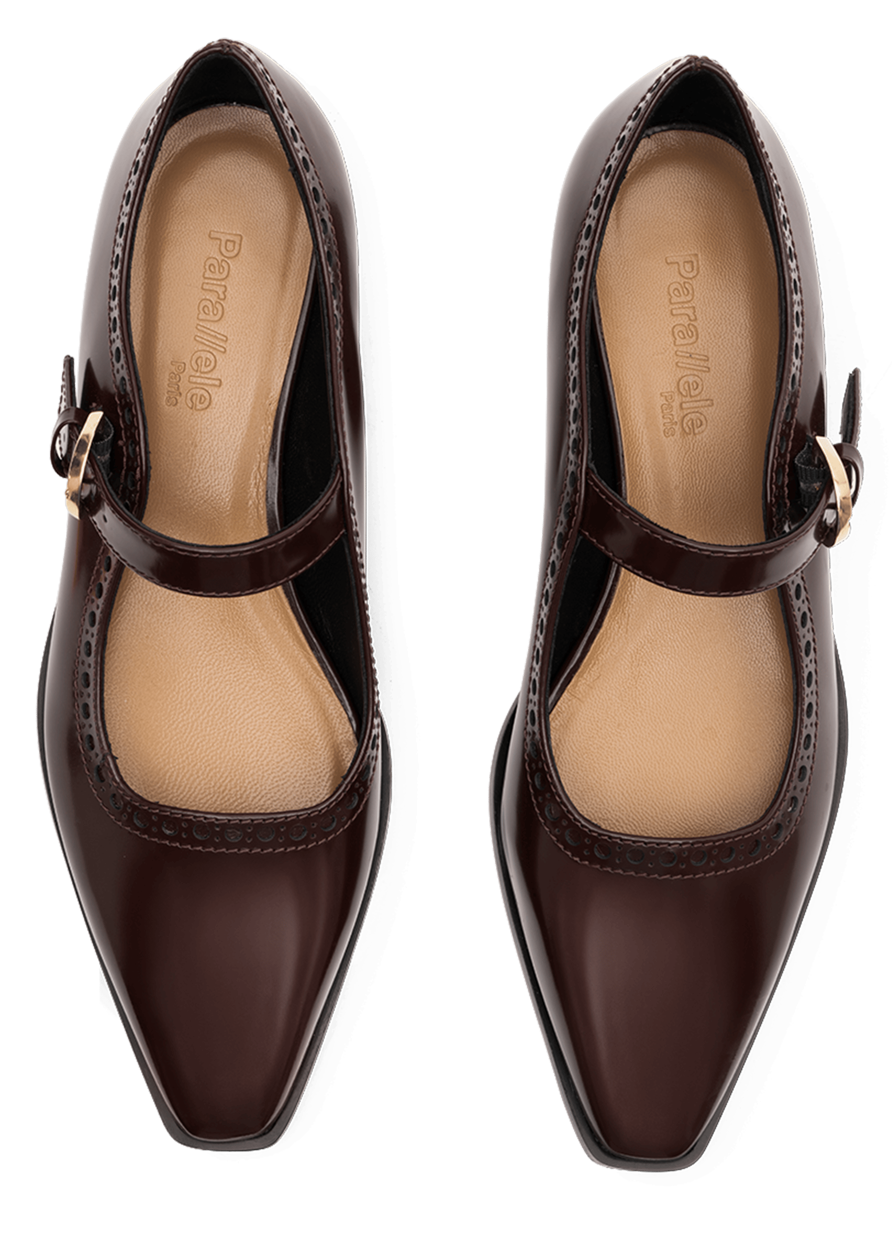 Ballerines marsala en veau brossé PARALLELE Noir