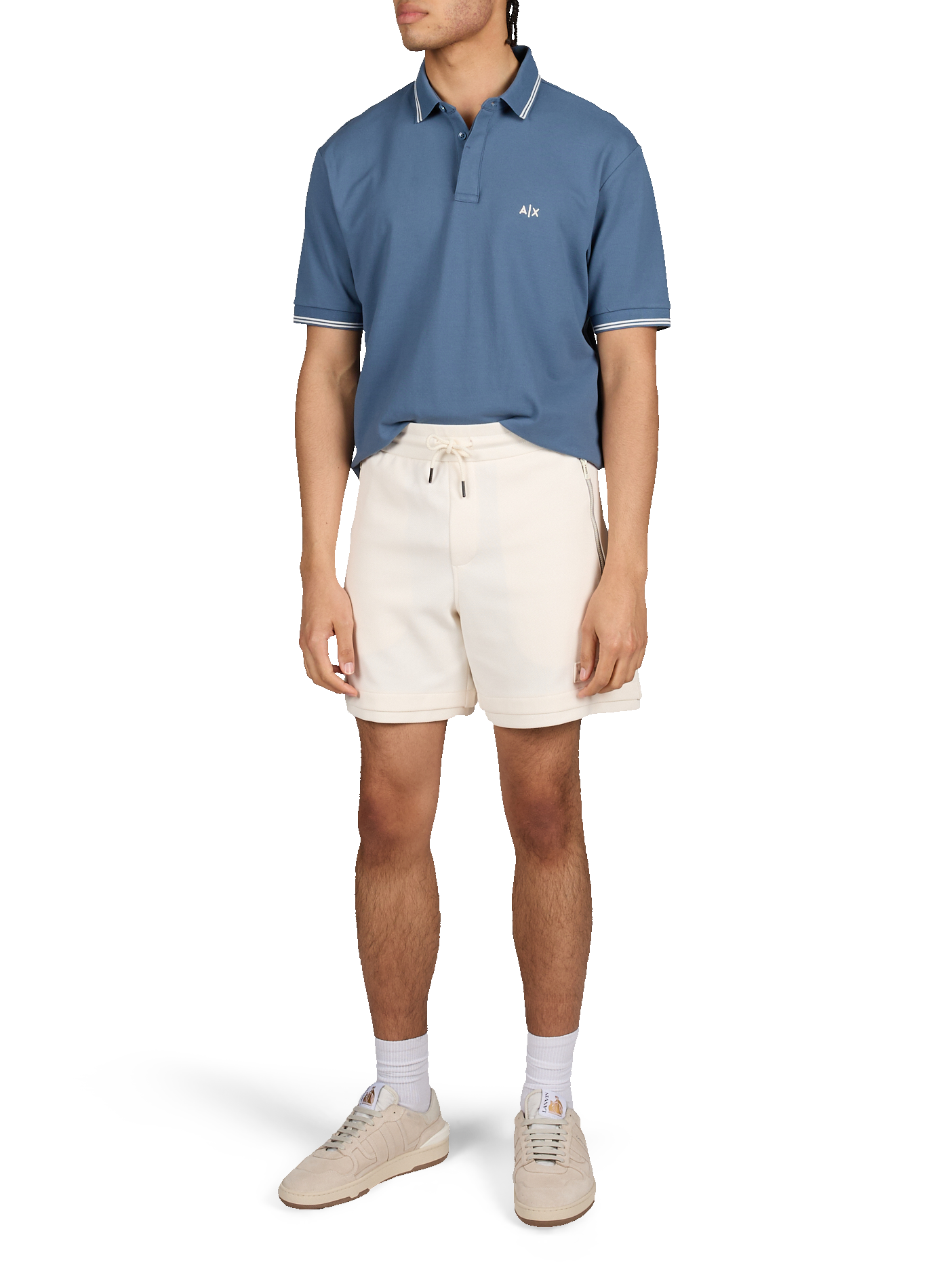 Polo manches courtes en coton mélangé ARMANI EXCHANGE Bleu