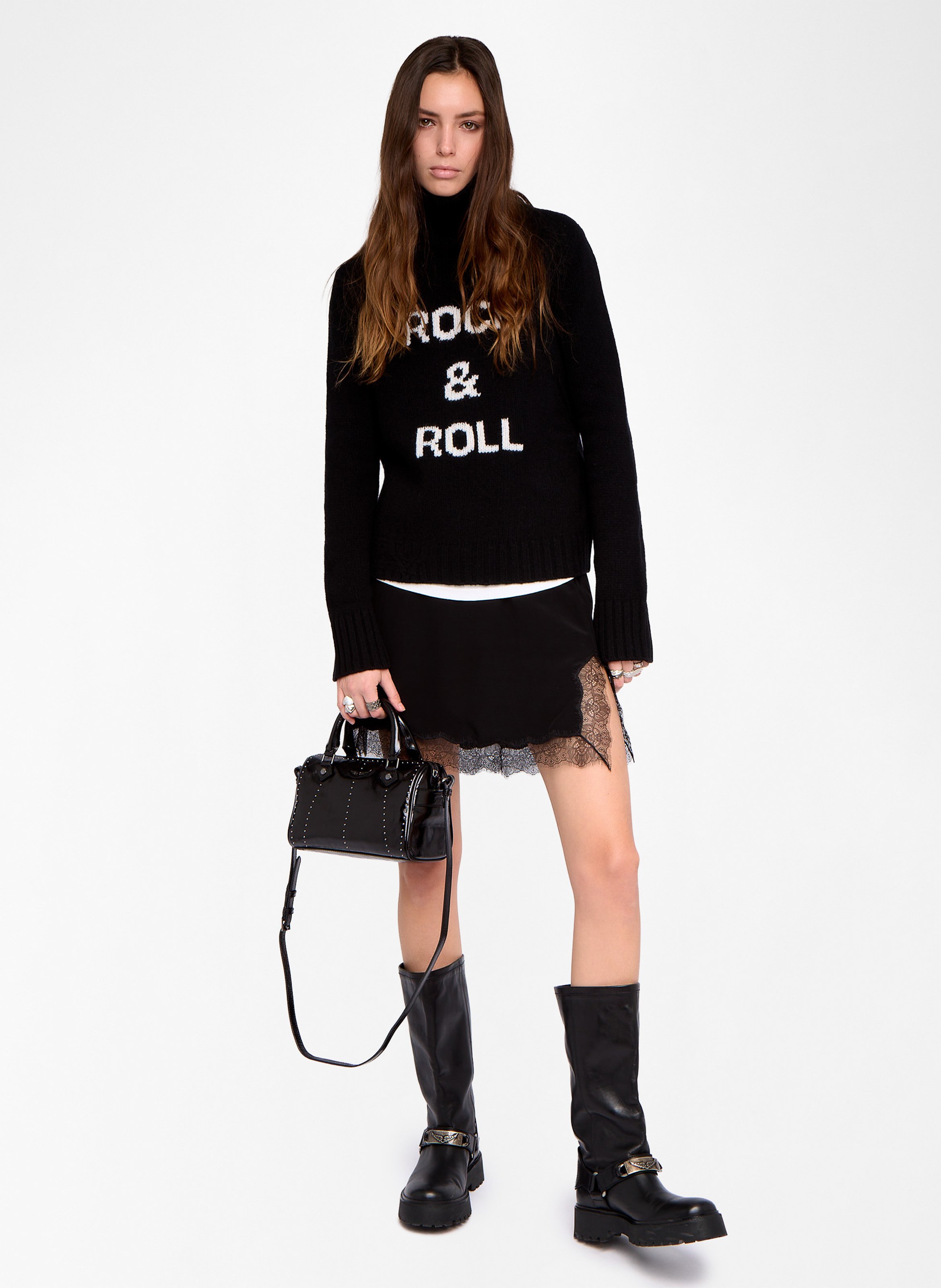 Pull droit col montant en laine nalma ZADIG&VOLTAIRE Noir