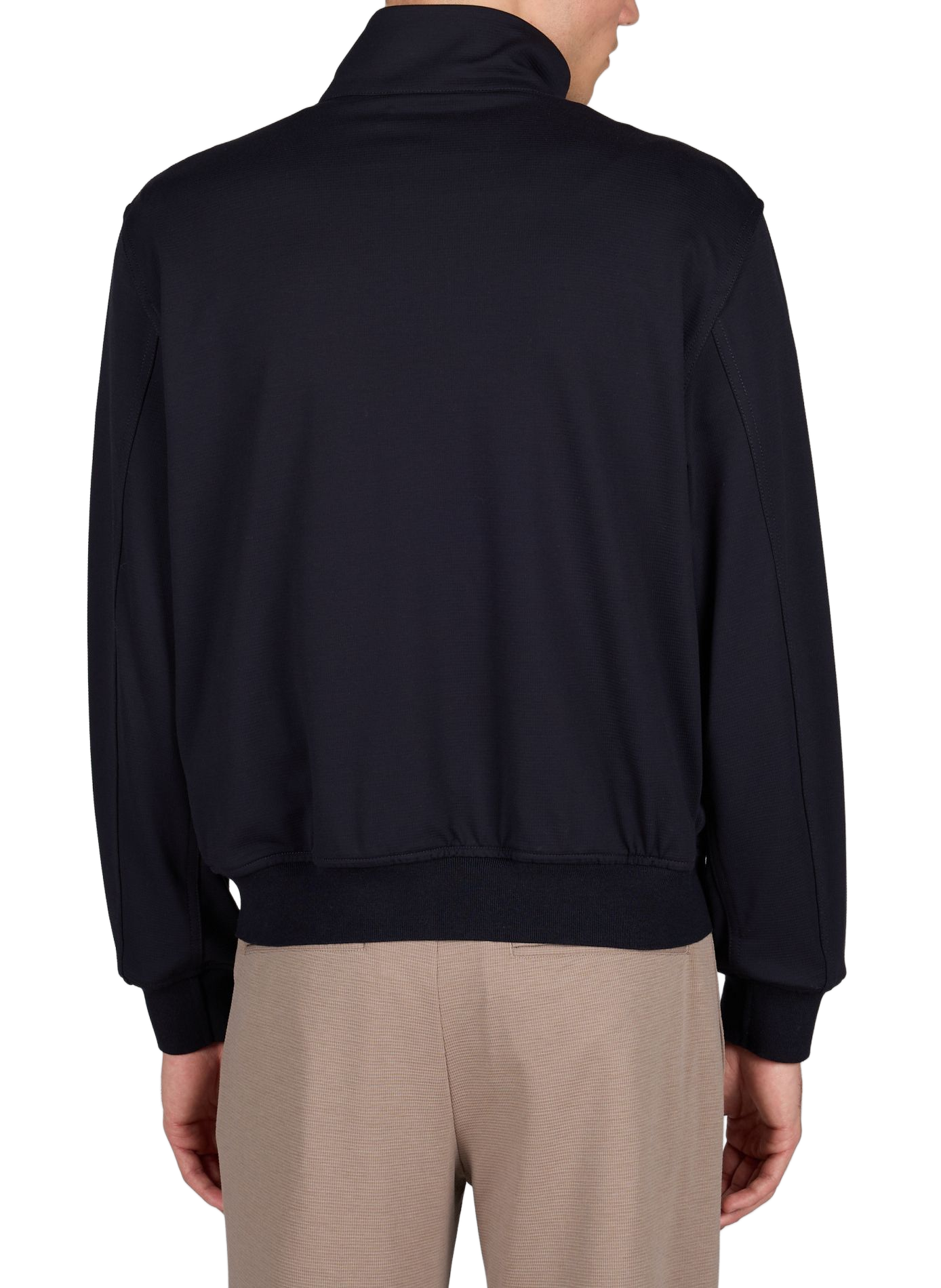 Gestreifter Reißverschlussblouson aus strukturiertem Stoff EMPORIO ARMANI Blau