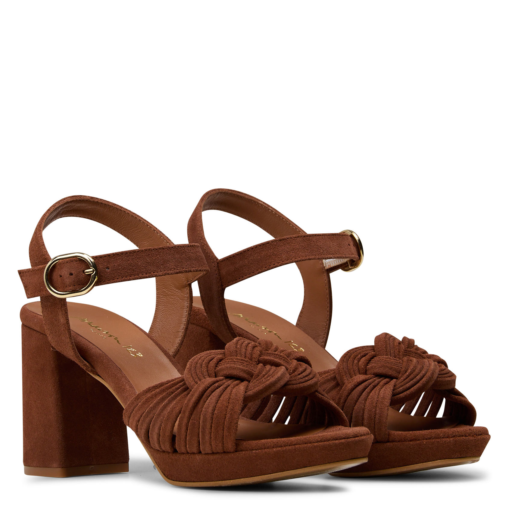 Sandales à talons en cuir velours sirius MAISON 123 Rouge
