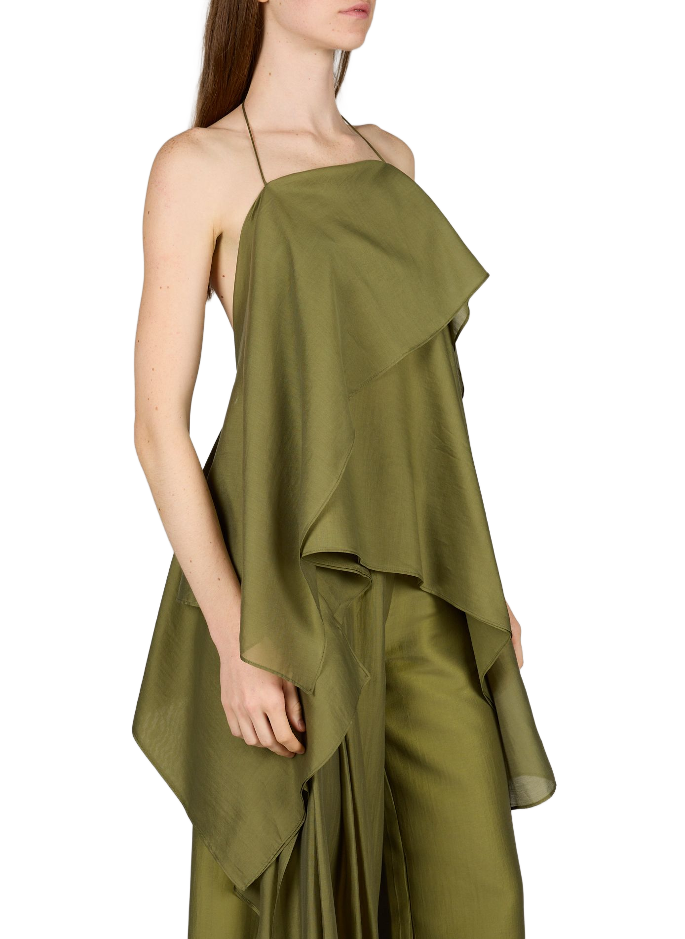 Top voilé sans manches à nouer MARQUES ALMEIDA Vert