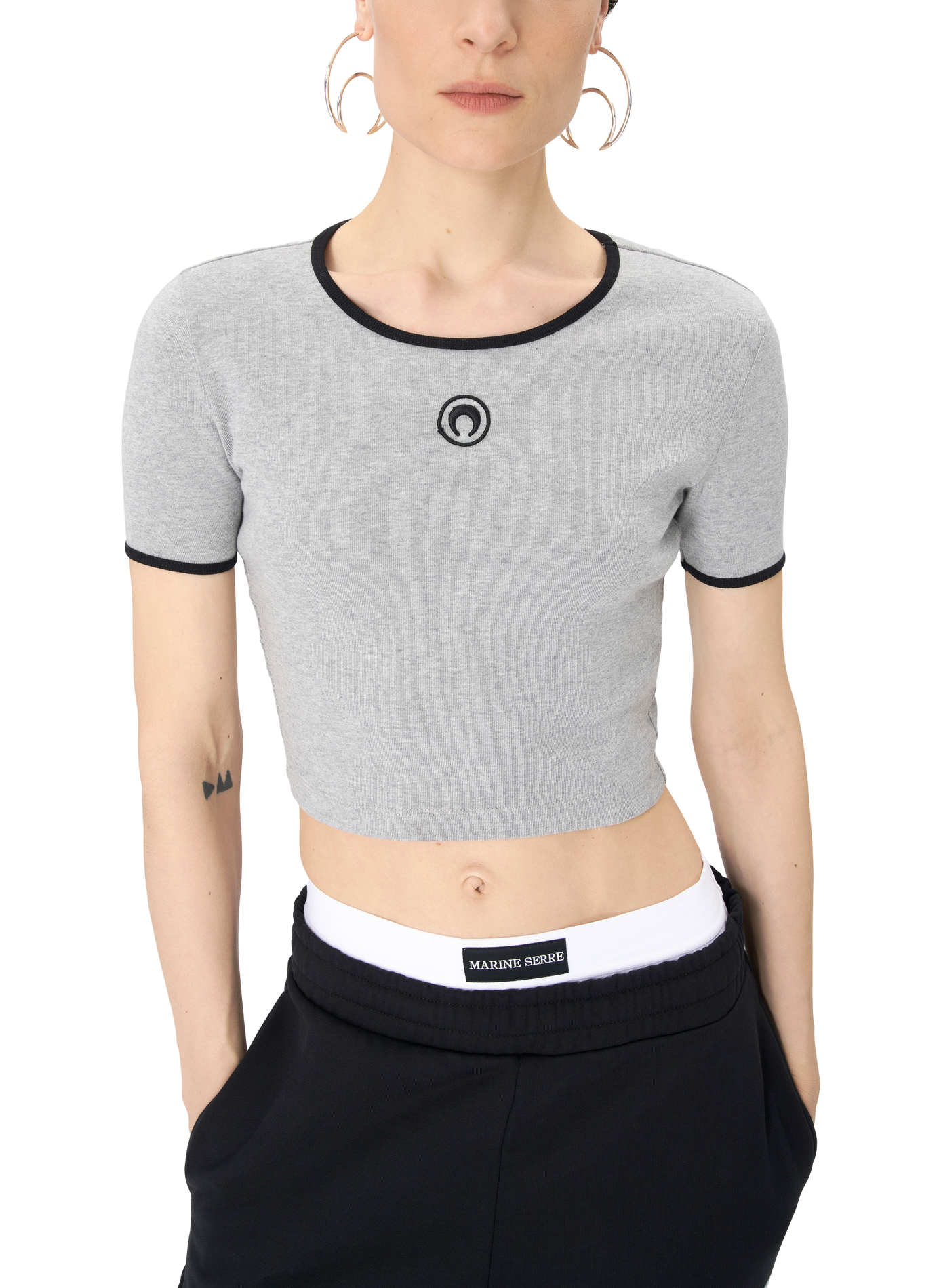 Haut court en jersey avec logo moon MARINE SERRE Gris