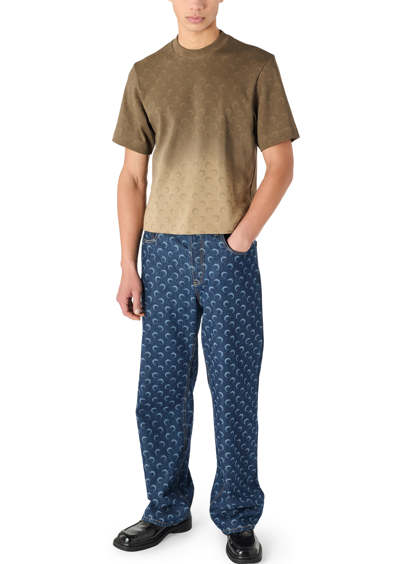 Jean droit en denim bleu nuit MARINE SERRE Bleu