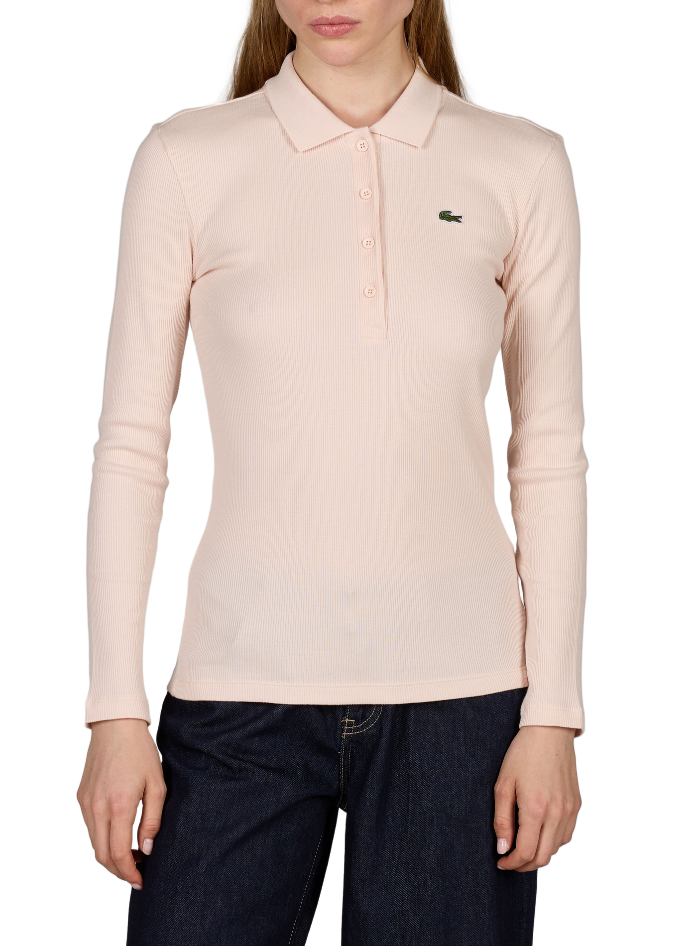 Langarm-Poloshirt aus Baumwolle LACOSTE Beige