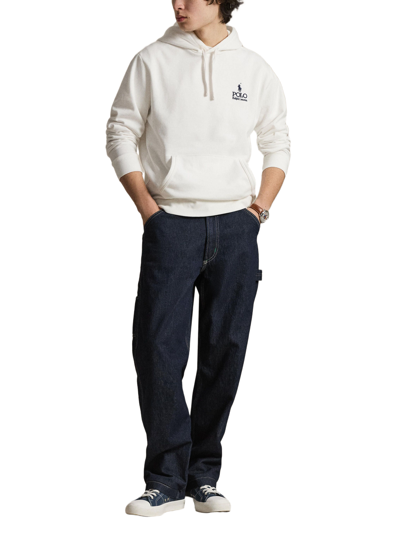 Sweat à capuche en coton mélangé POLO RALPH LAUREN Blanc
