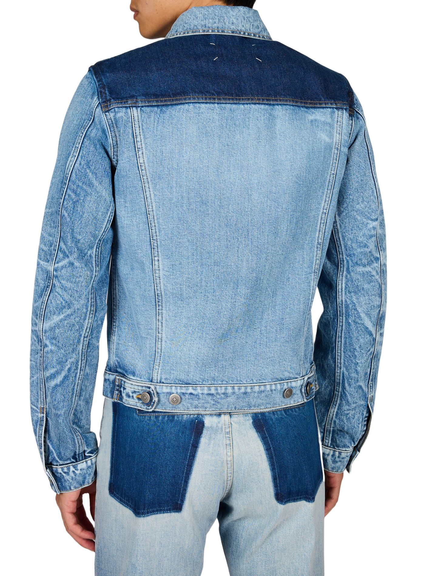 Straight jacket with cotton patchwork detail MAISON MARGIELA Blue
