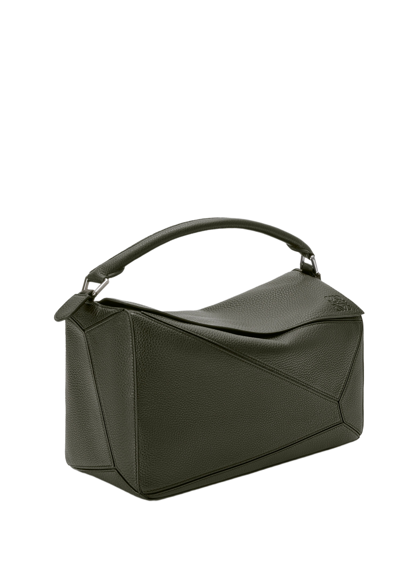 Grand sac Puzzle en cuir de veau souple grainé LOEWE Kaki