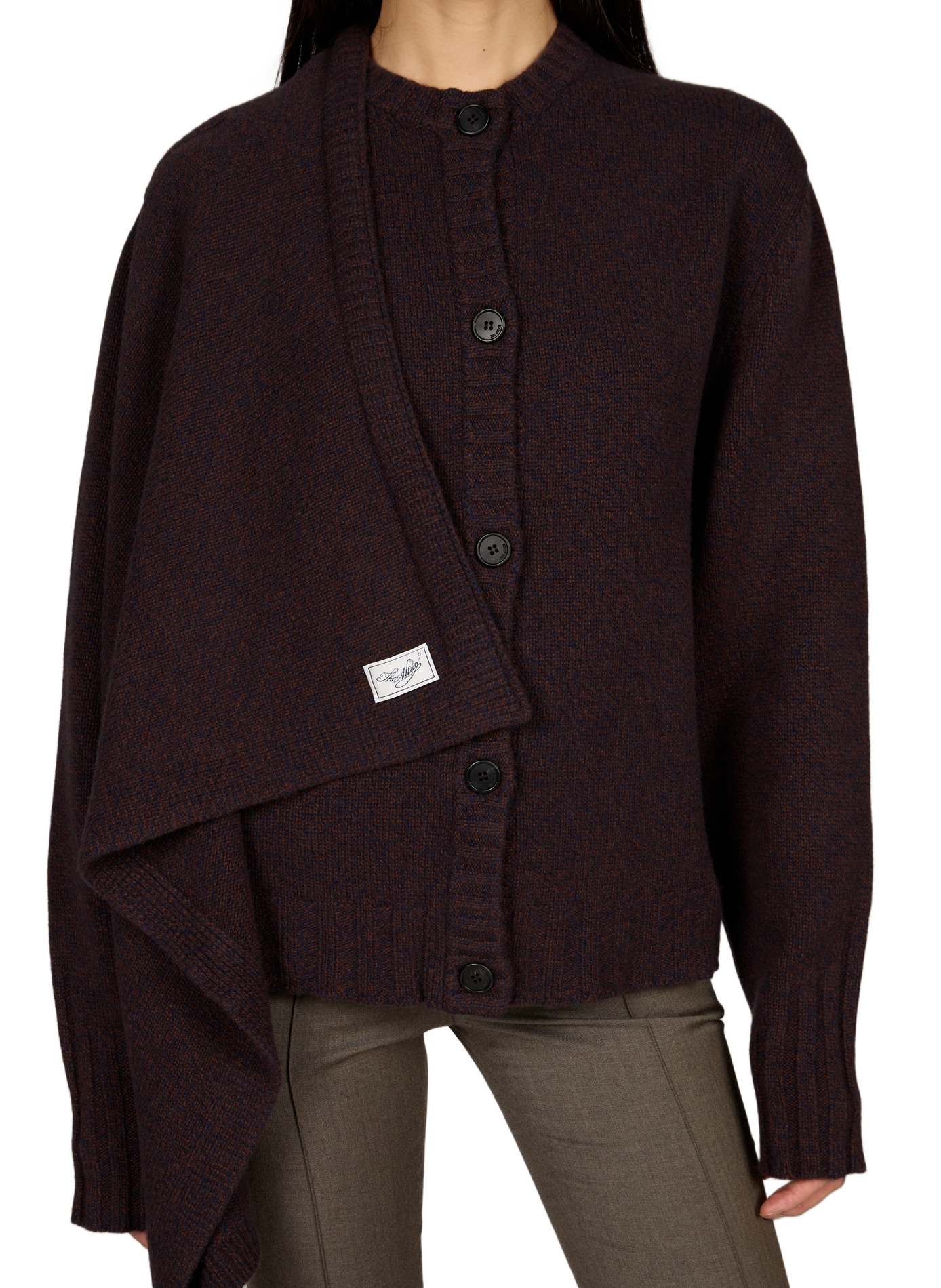 Gerader Cardigan aus Wolle und Kaschmir THE ATTICO Braun
