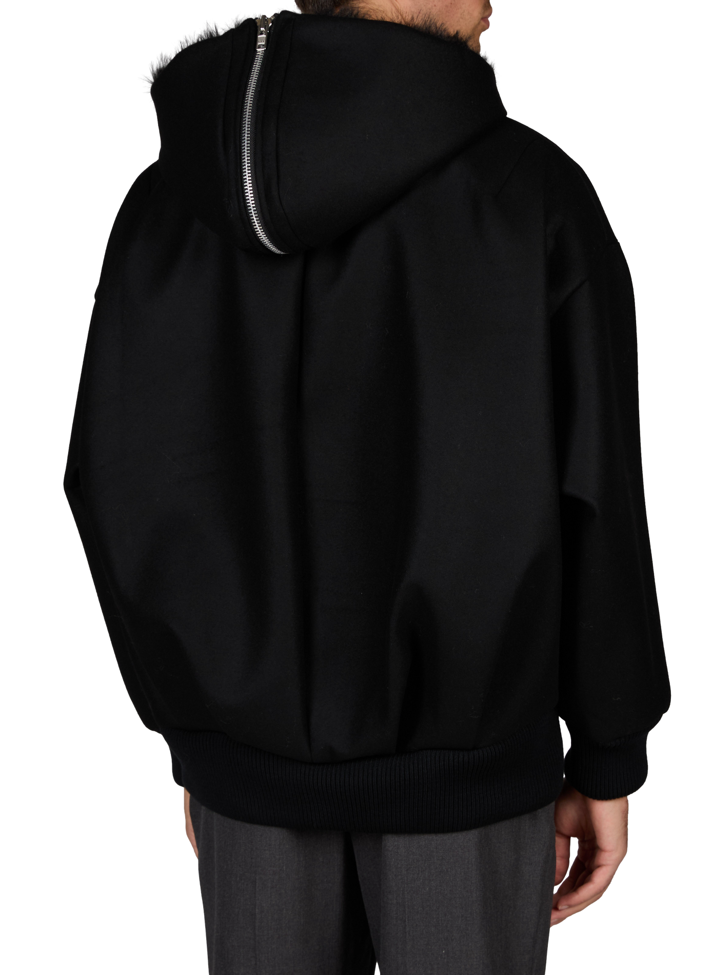 Ruime jas met capuchon van gemengde wol SIMONE ROCHA Zwart