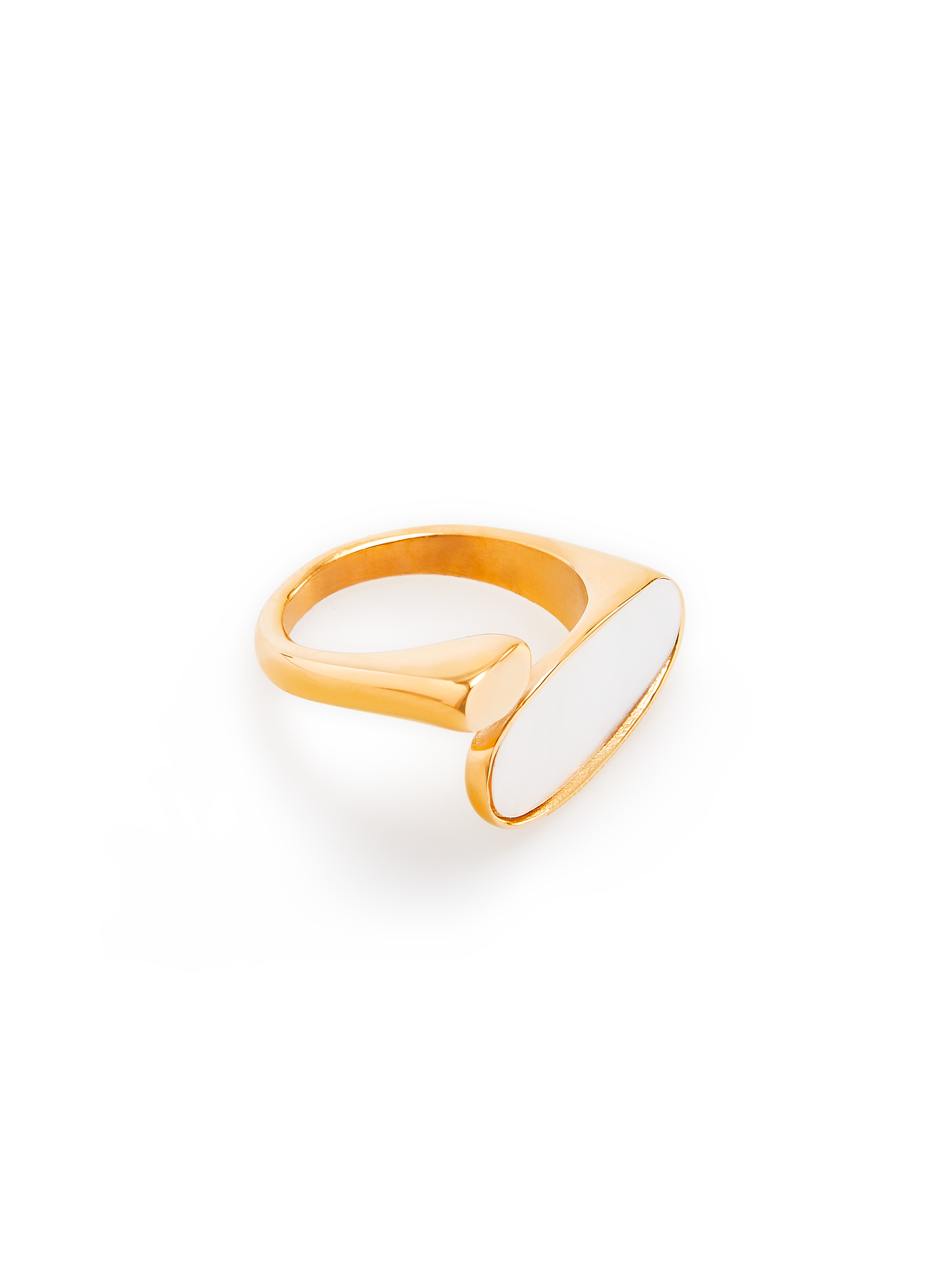 Bague en acier et nacre AU PRINTEMPS PARIS Doré