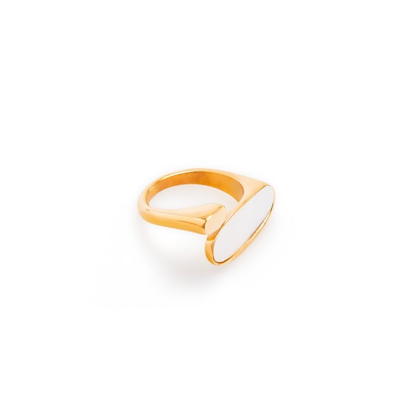 Bague en acier et nacre