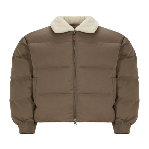 Gant Mens Padded Flannel Puffer Jacket In 261 Desert Brown