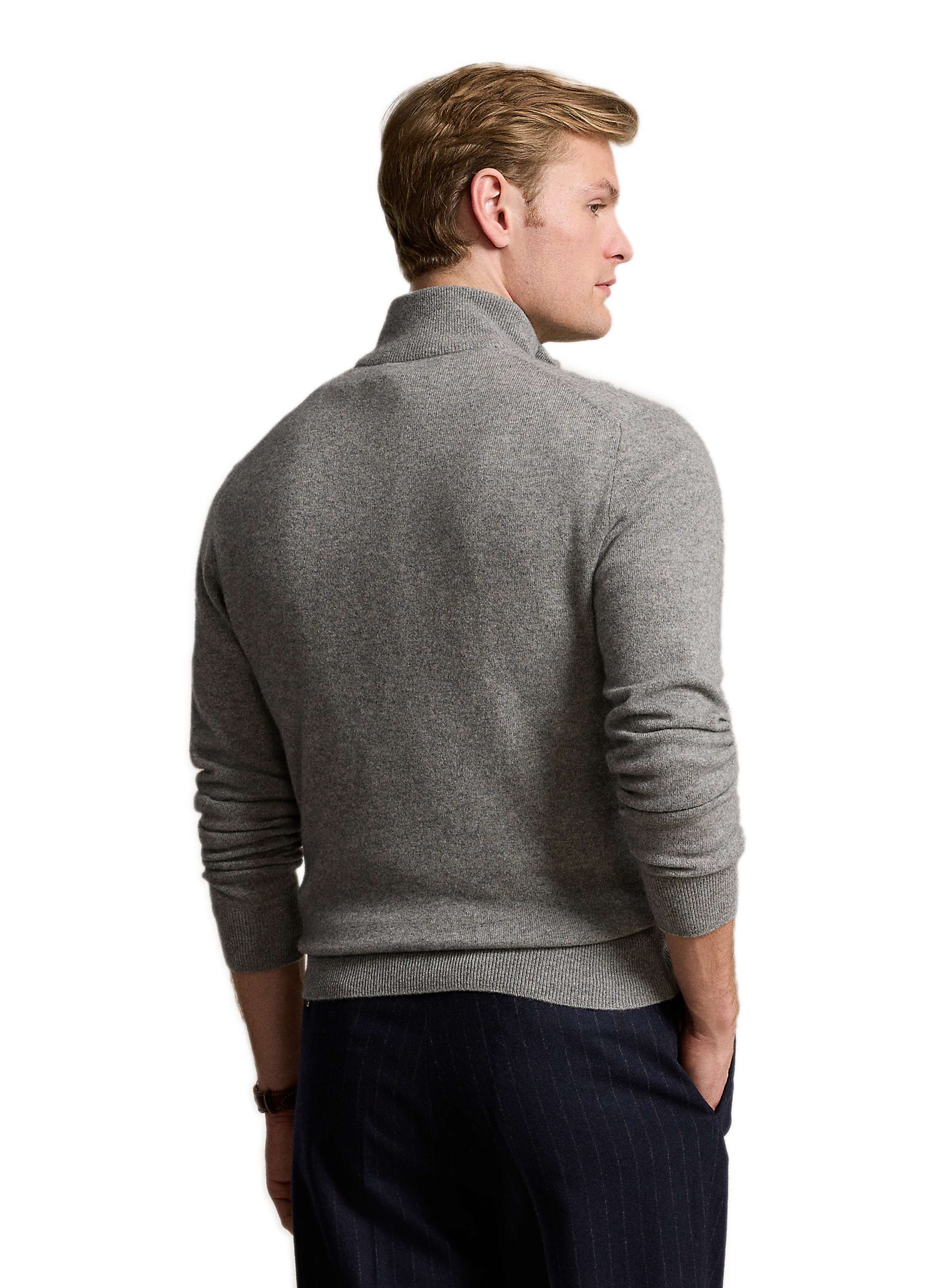 Pull col zippé en laine POLO RALPH LAUREN Gris