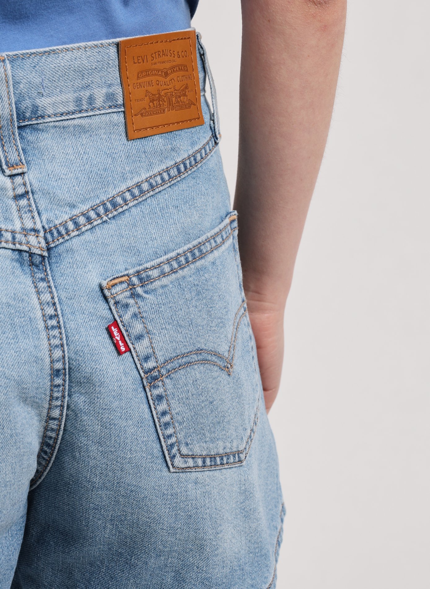 Short mom en denim de coton LEVI'S Bleu