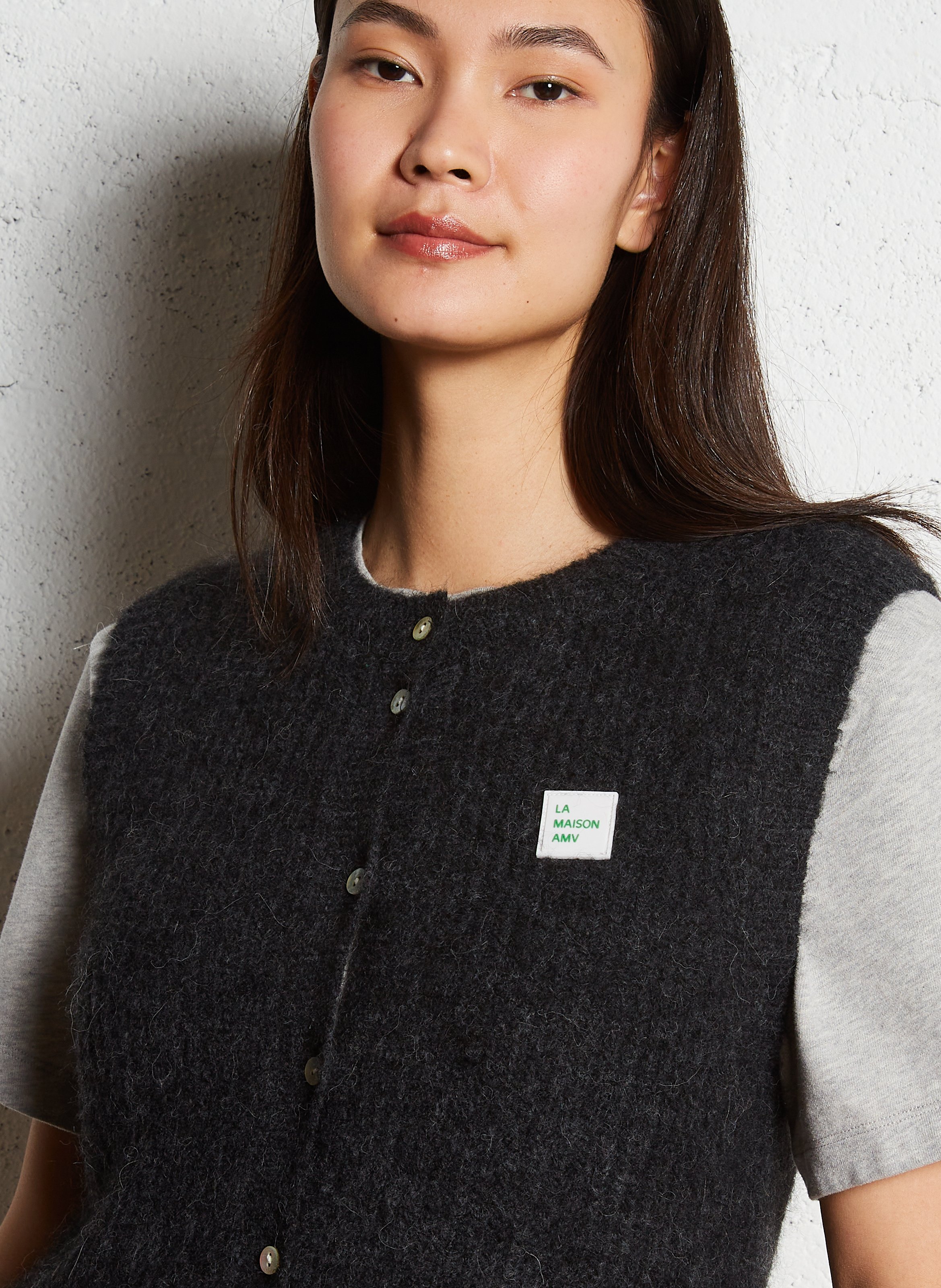 Gilet sans manches en maille duveteuse east AMERICAN VINTAGE Gris