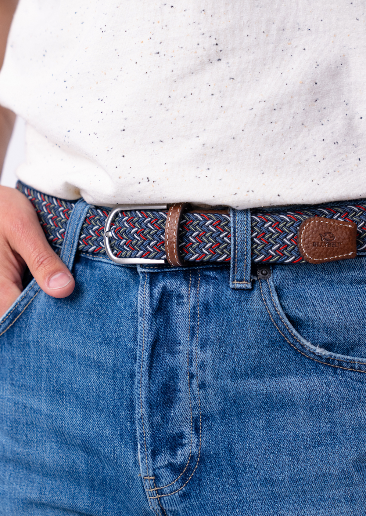 Ceinture tressée élastique multicolore BILLYBELT Bleu