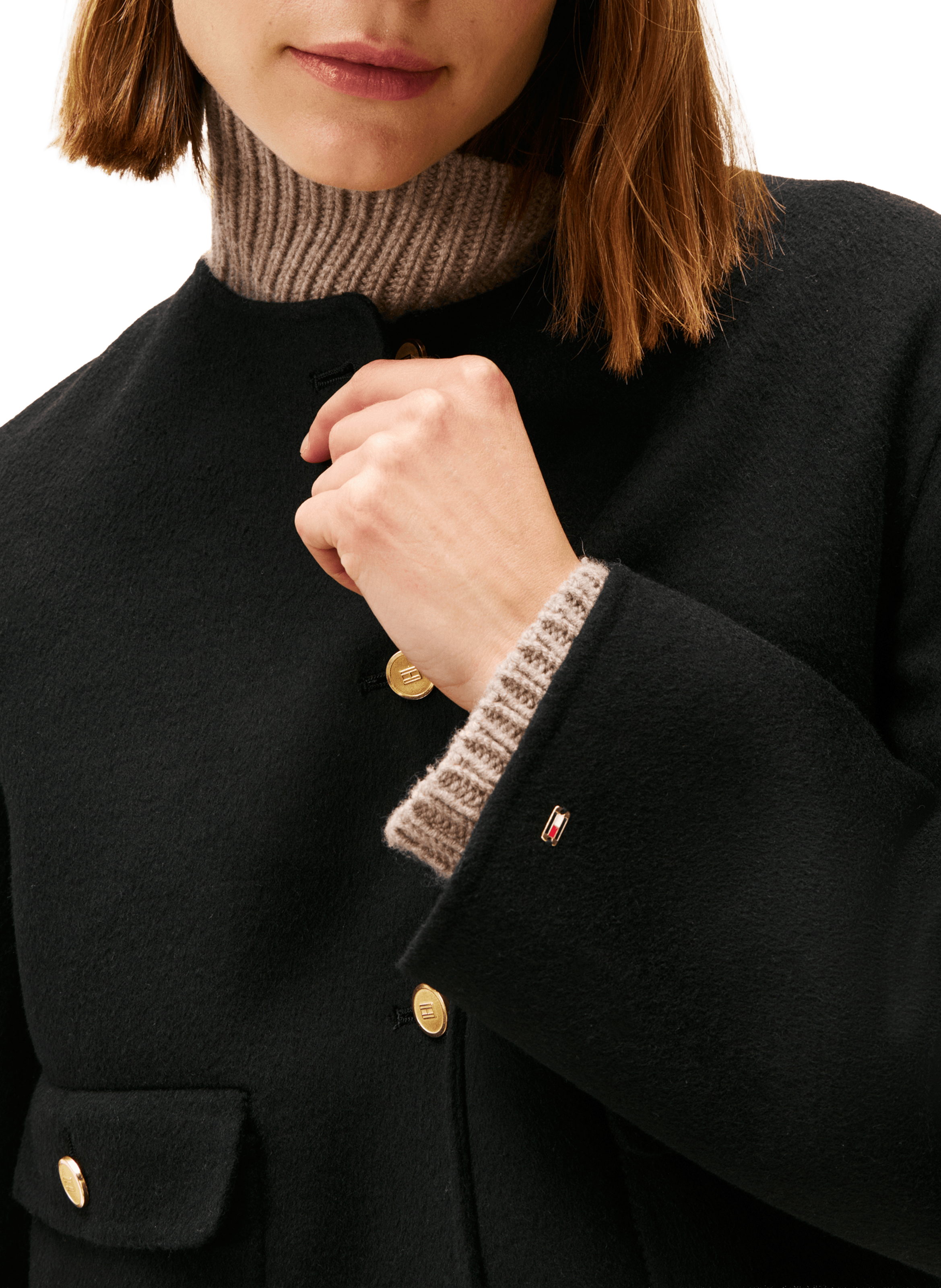 Veste unie en laine mélangée TOMMY HILFIGER Noir