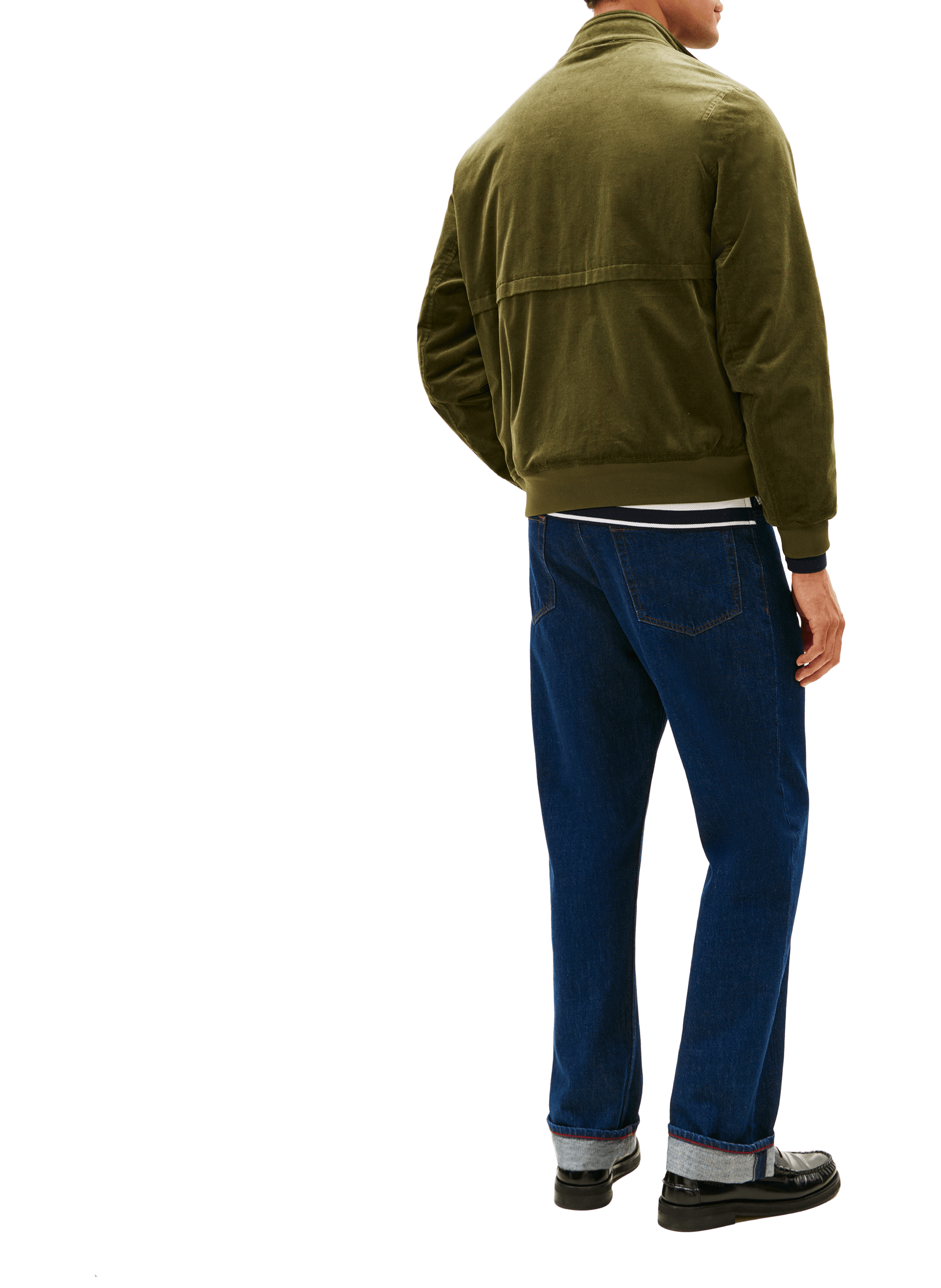 Ribbed velvet effect jacket in mixed cotton TOMMY HILFIGER Green