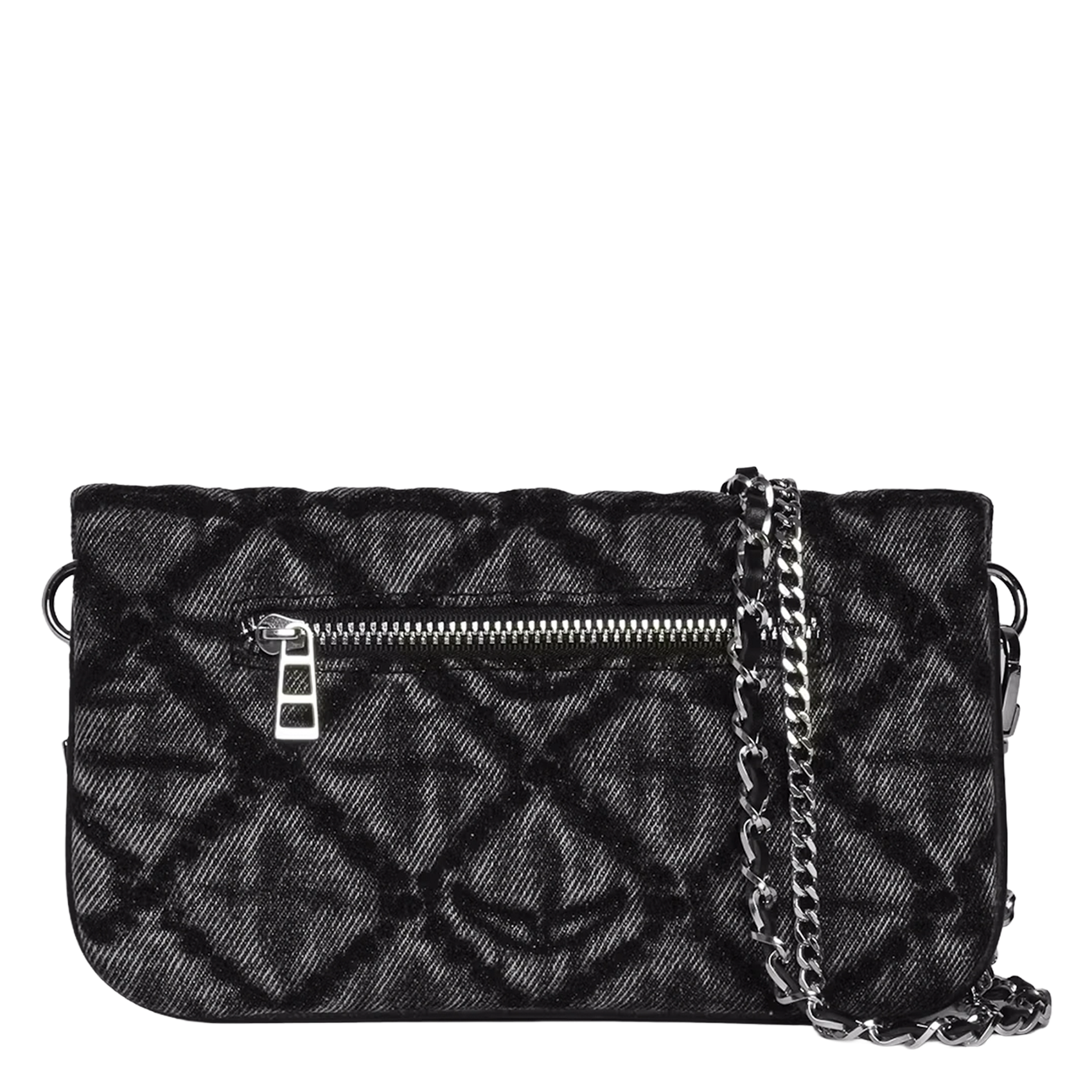 Sac bandoulière en denim rock nano ZADIG&VOLTAIRE Gris