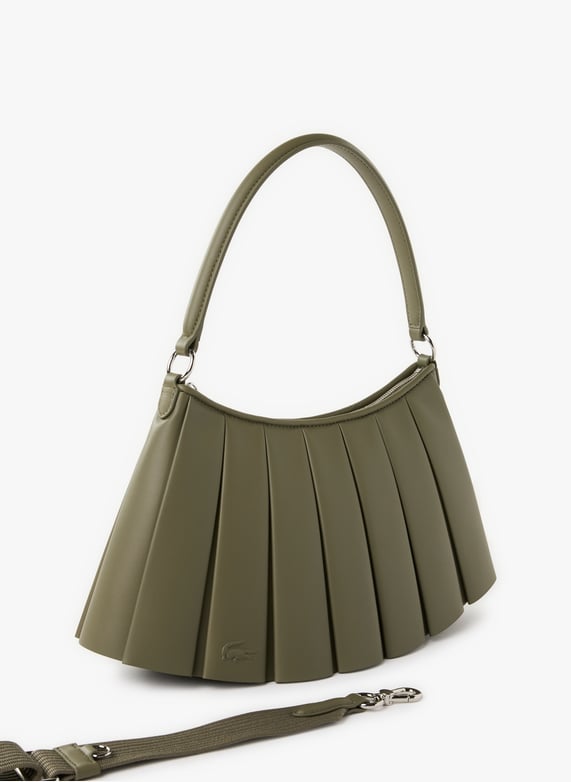 Sac moyen Lenglen plissé en cuir | Kaki by LACOSTE Sac moyen Lenglen plissé en cuir Kaki