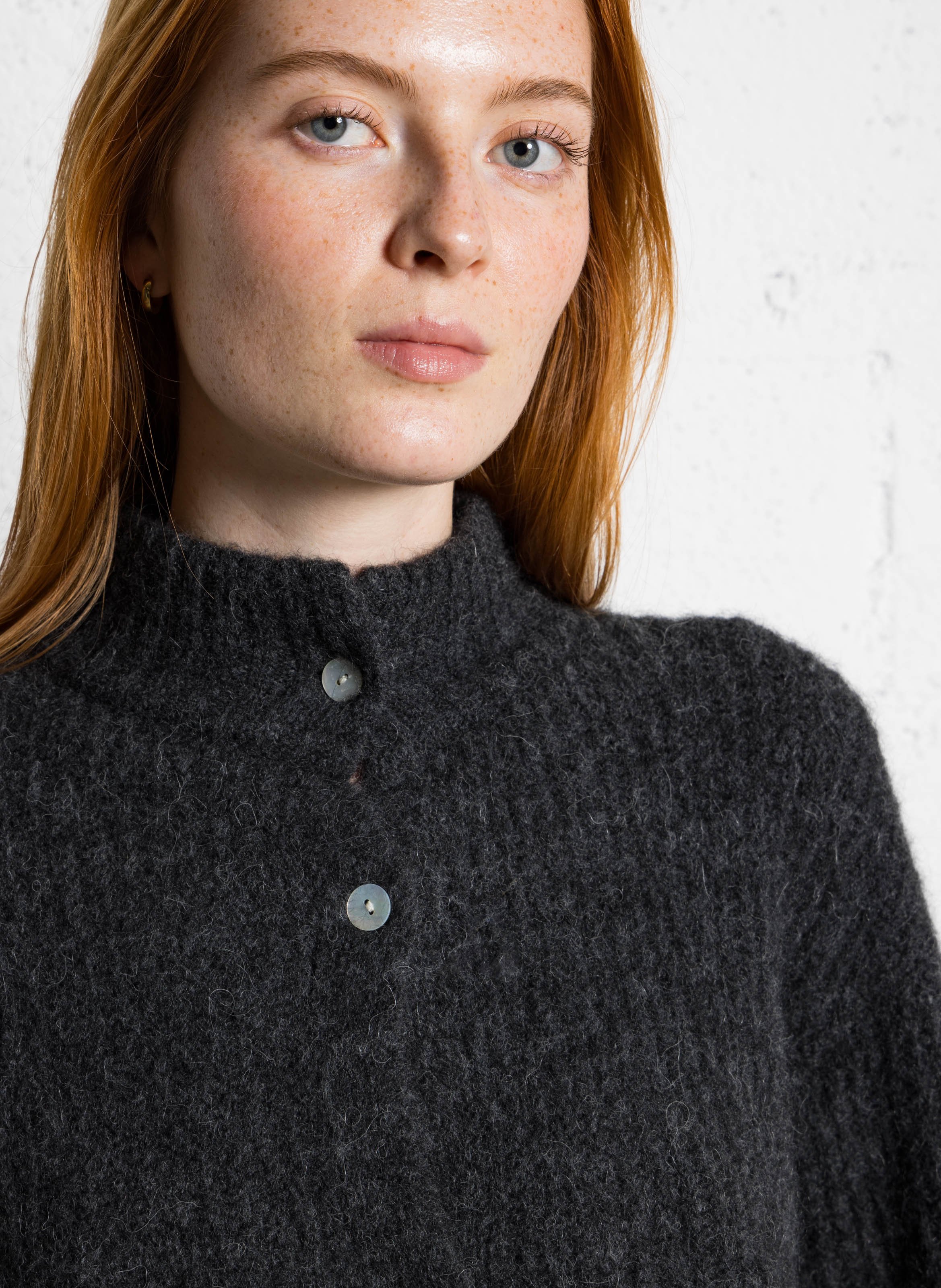 Gilet oversize col montant en maille east AMERICAN VINTAGE Gris