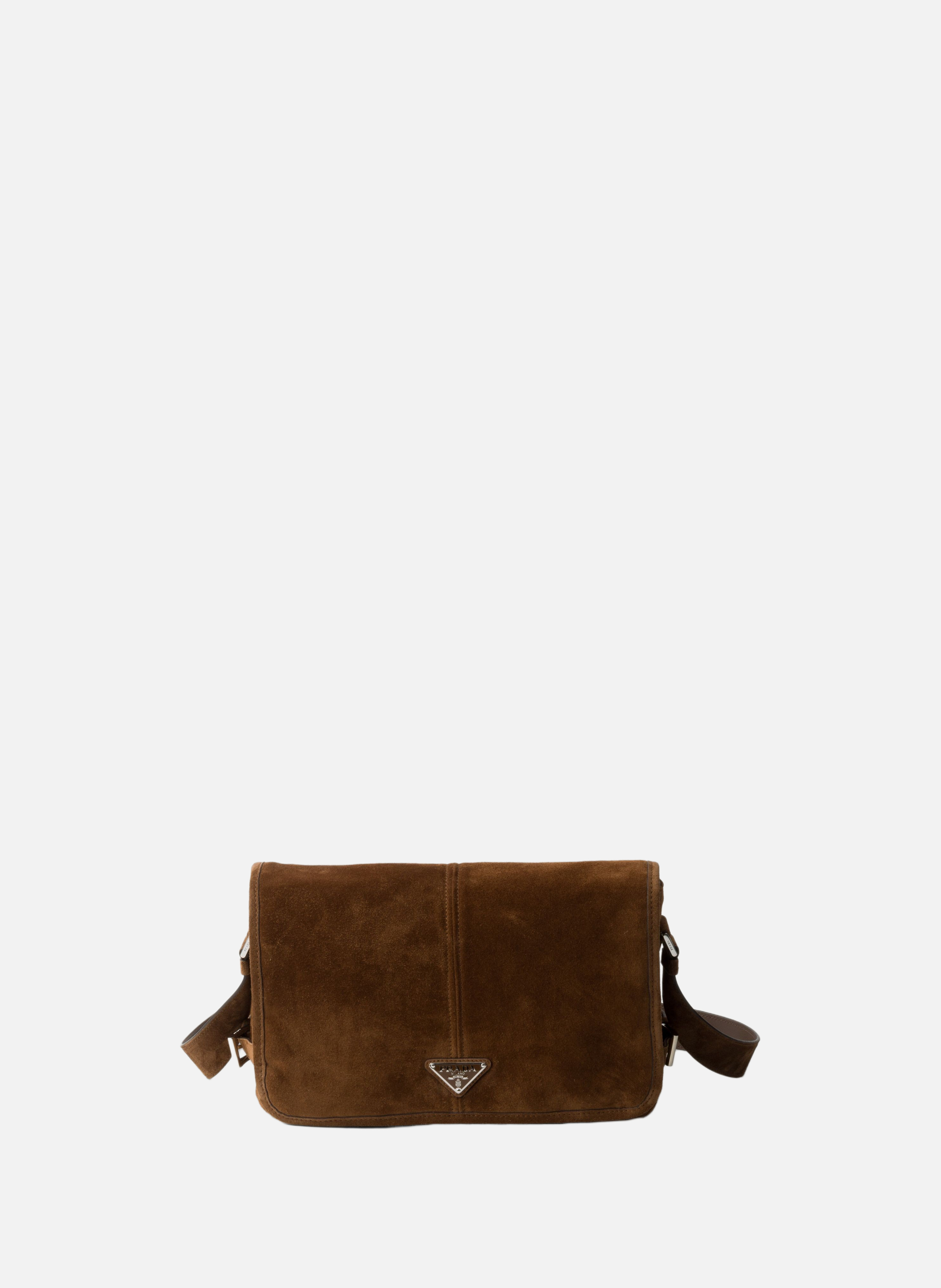 Sac à bandoulière en suède PRADA Marron