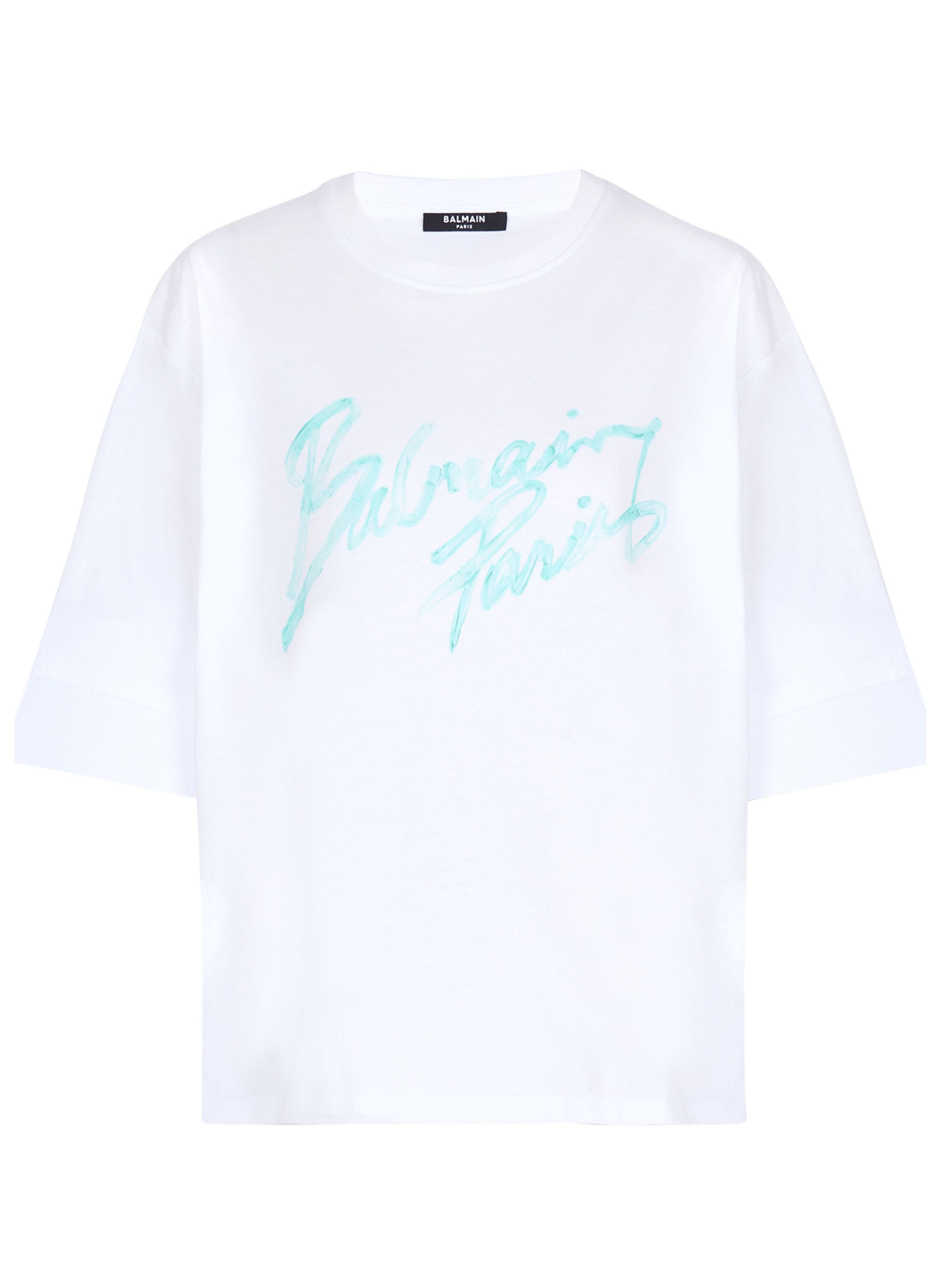 T-shirt décontracté avec imprimé balmain paris brush BALMAIN Blanc
