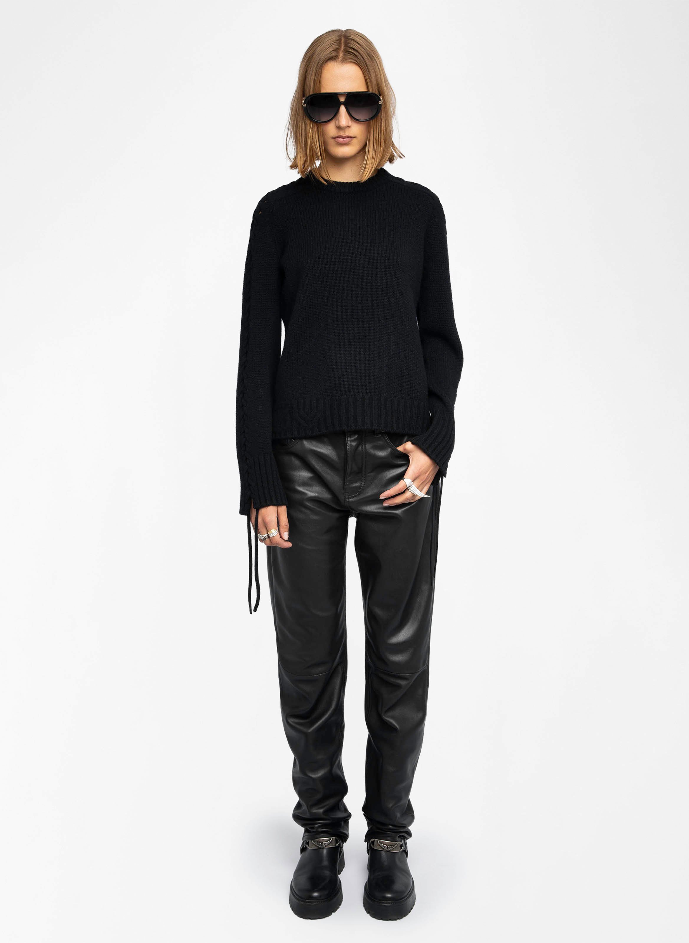 Pull col rond en laine et cachemire malty ZADIG&VOLTAIRE Noir