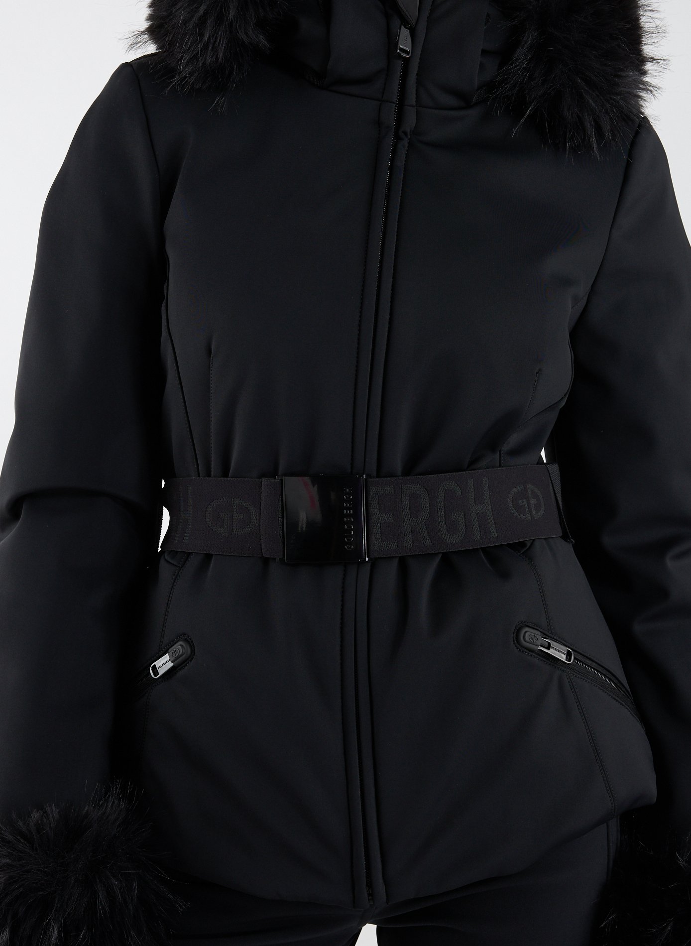 Veste de ski ceinturée à fourrure GOLDBERGH Noir