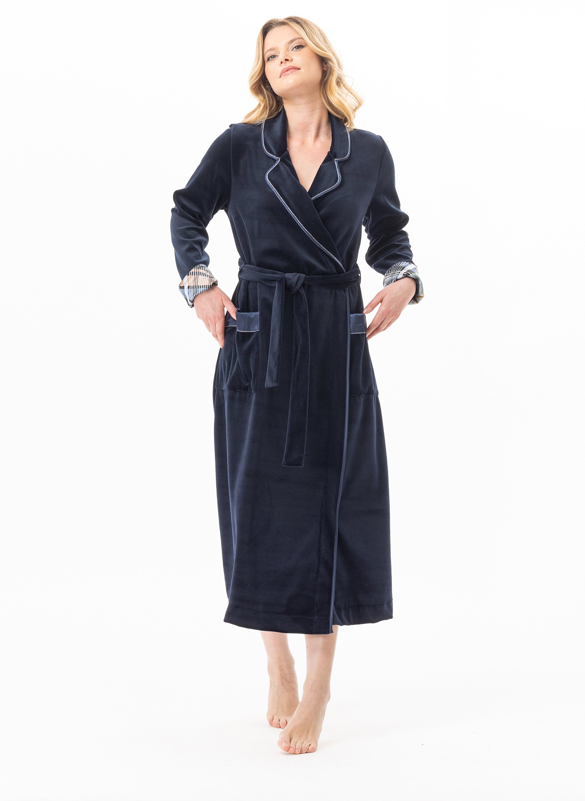 Robe longue en velours bradley 141 LE CHAT Bleu