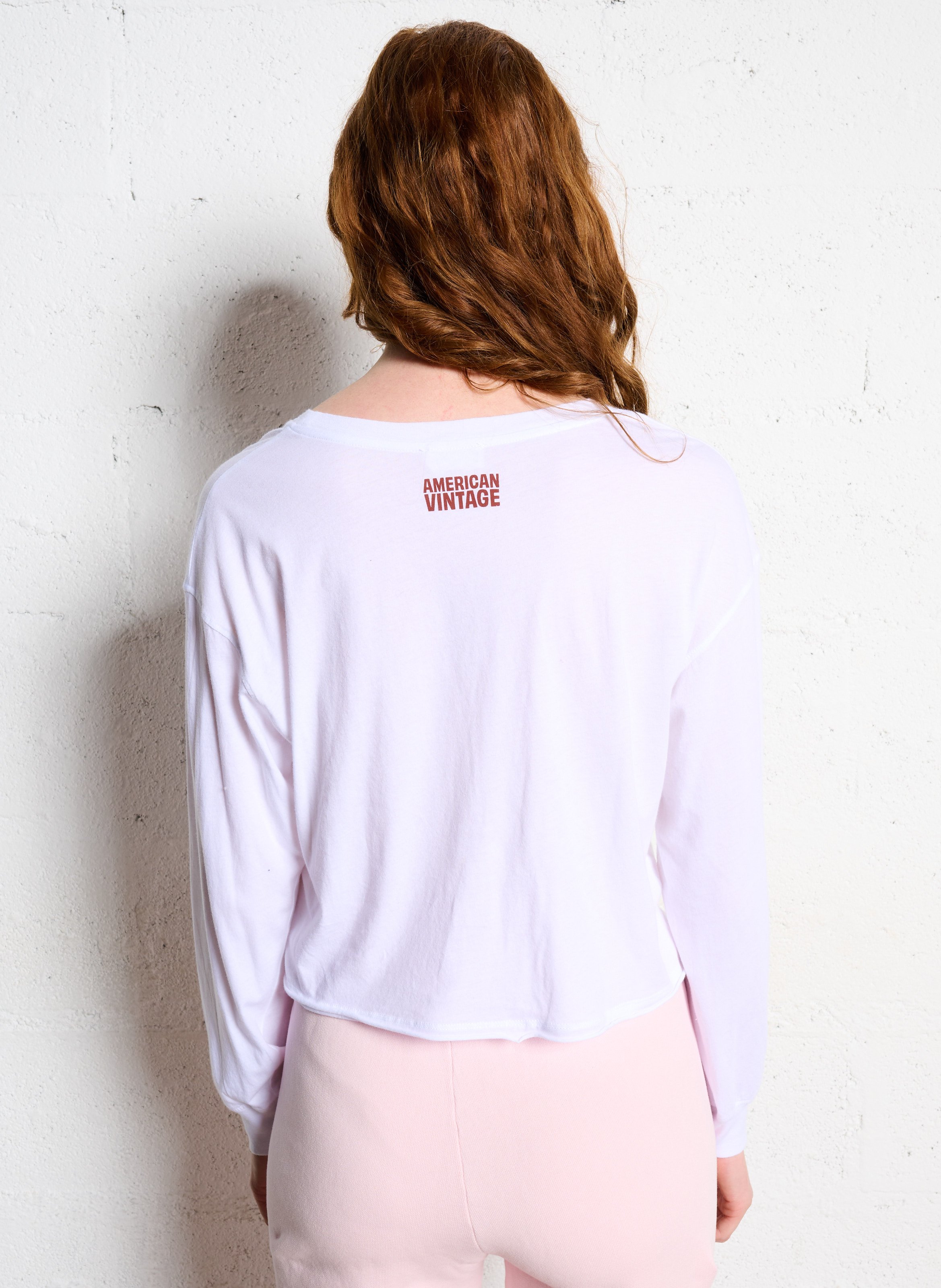 Tee-shirt court manches longues uni Apoly AMERICAN VINTAGE Blanc