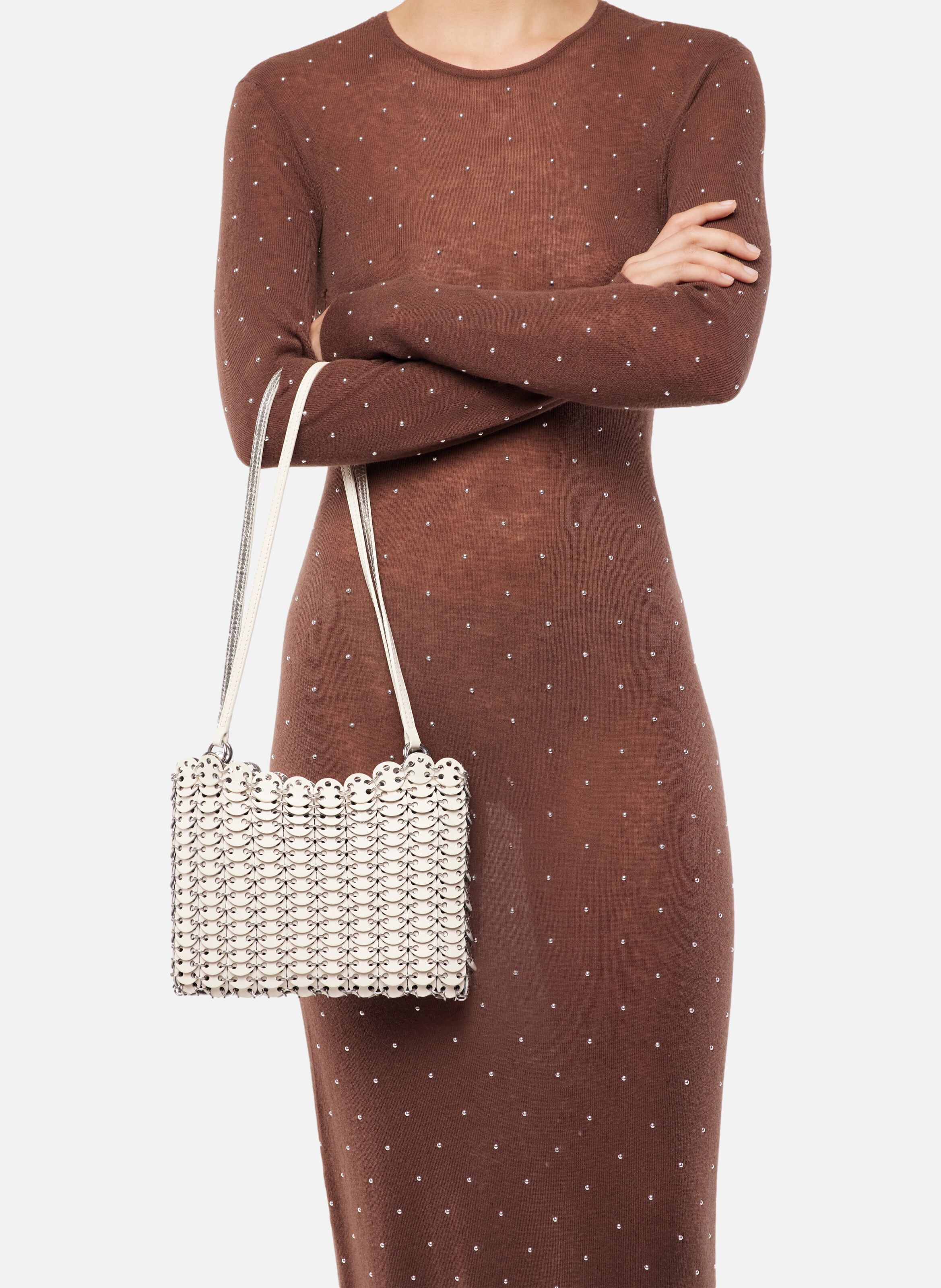 Sac réversible 1969 flip en cuir RABANNE Blanc